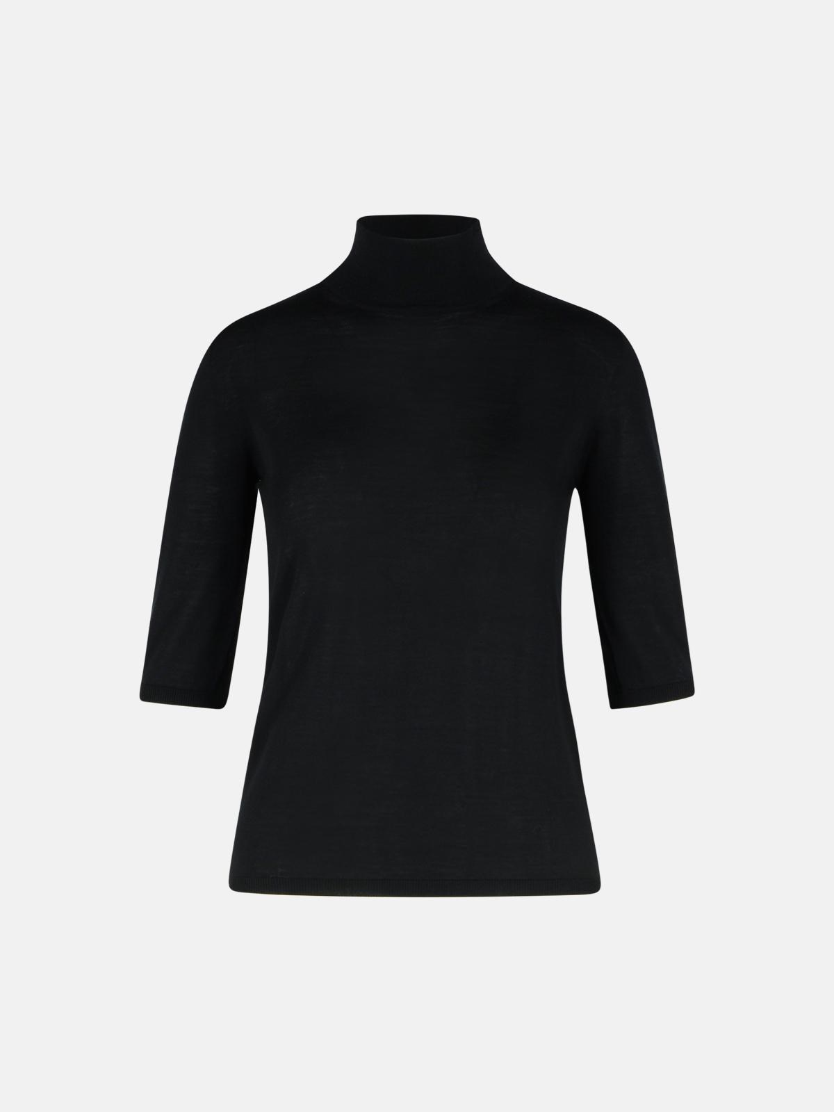 Max Mara 'cecina' Beige Virgin Wool Turtleneck Sweater In Black