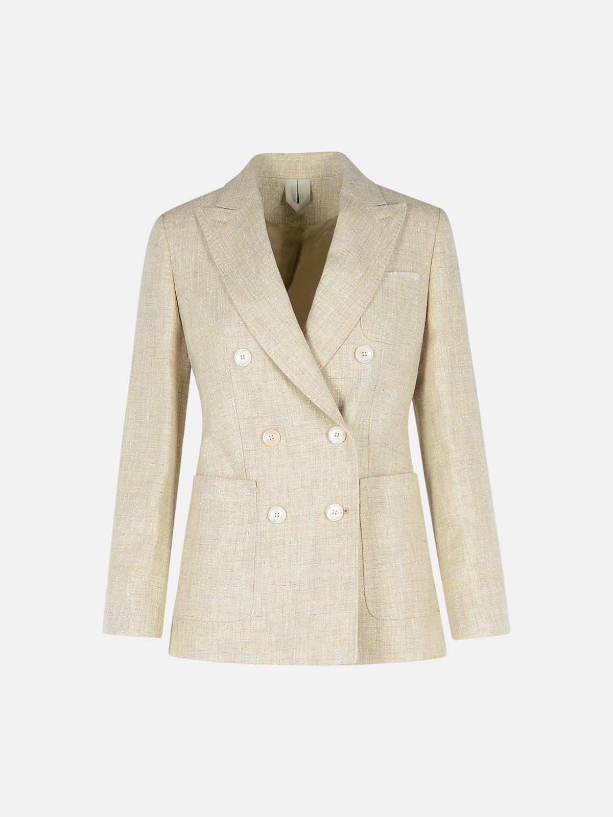 Max Mara Ivory Linen Blend Blazer In Ivory