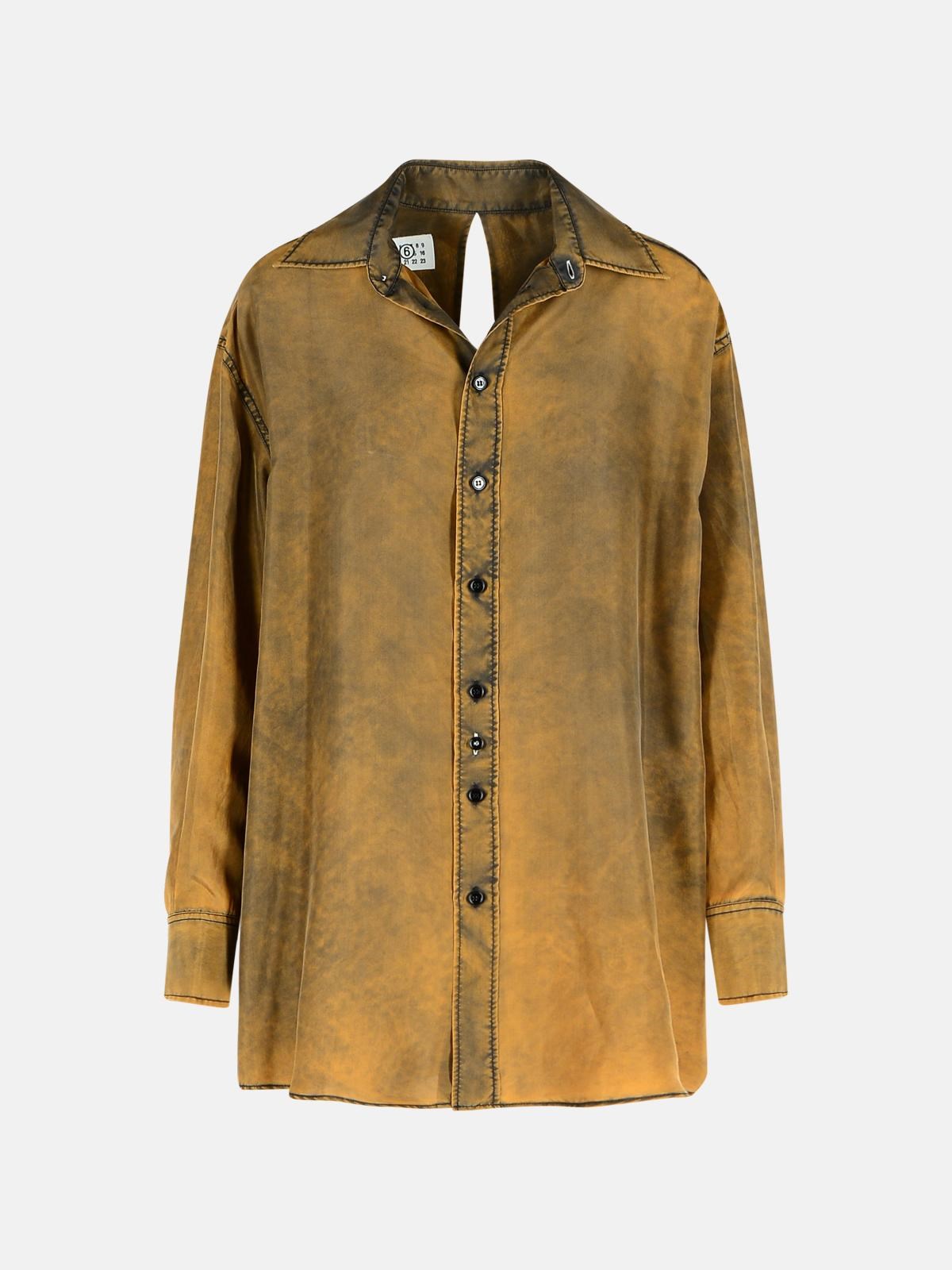 MM6 MAISON MARGIELA 'Tie Dye' Brown Silk Shirt　MM6 MAISON MARGIELA タイダイ ブラウン シルク シャツ MM6