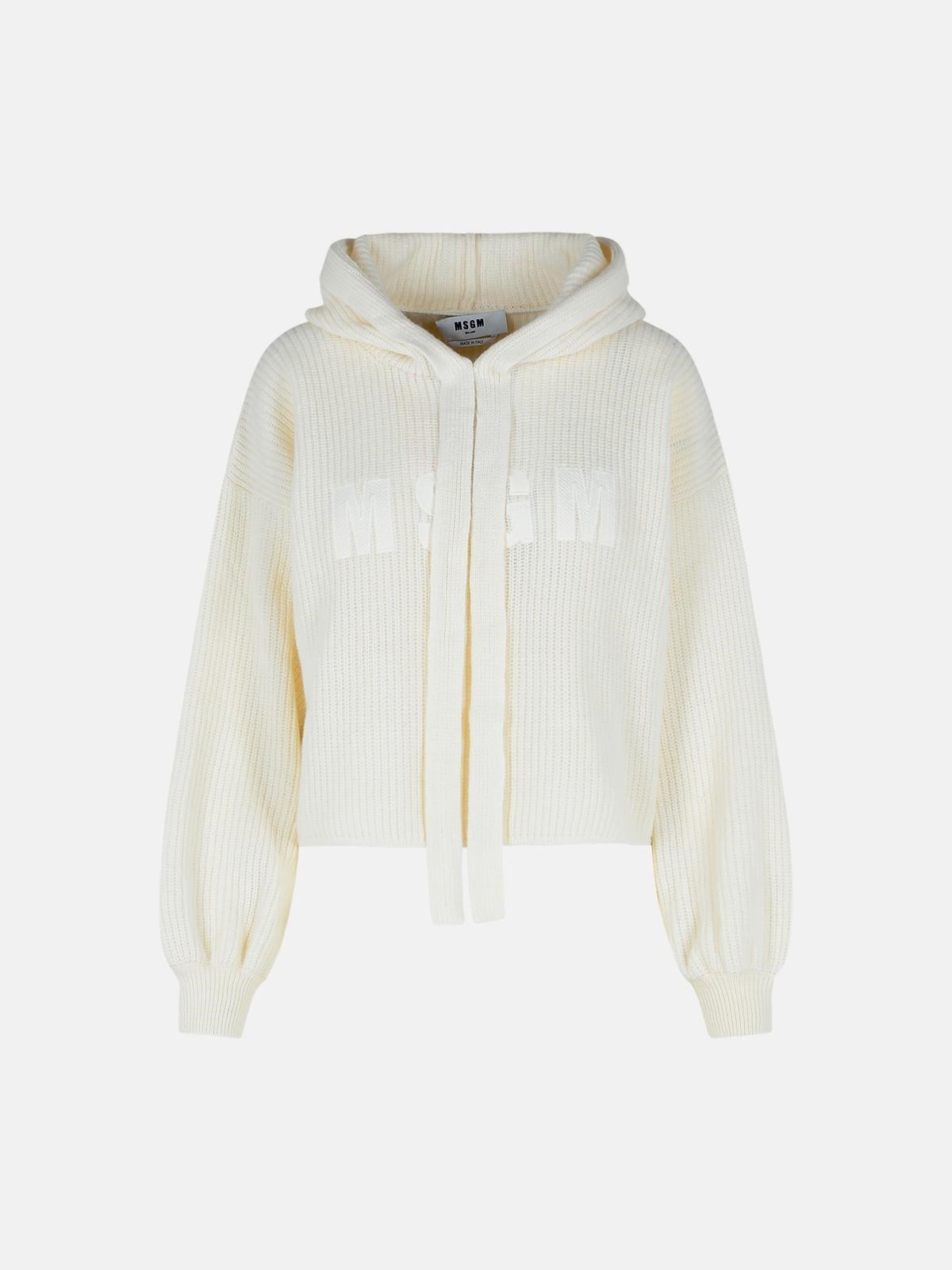 Msgm Cream Wool Blend Sweater