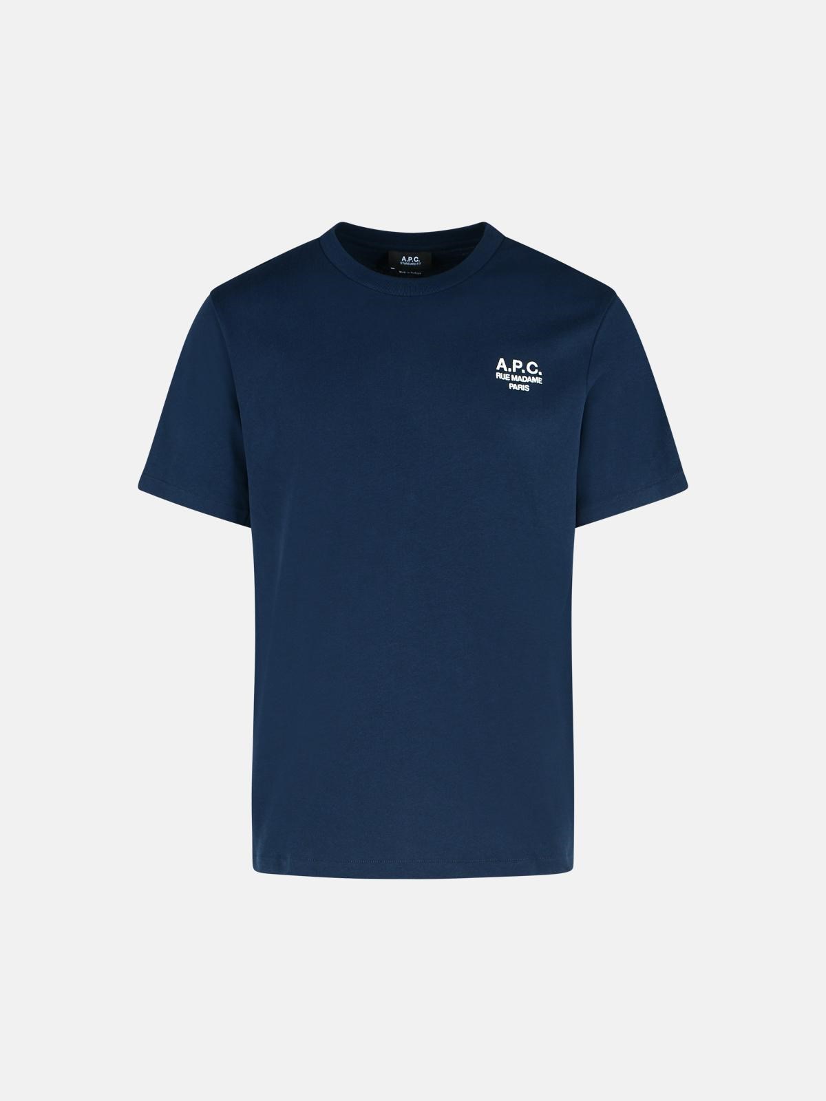 Apc Navy Cotton T-shirt