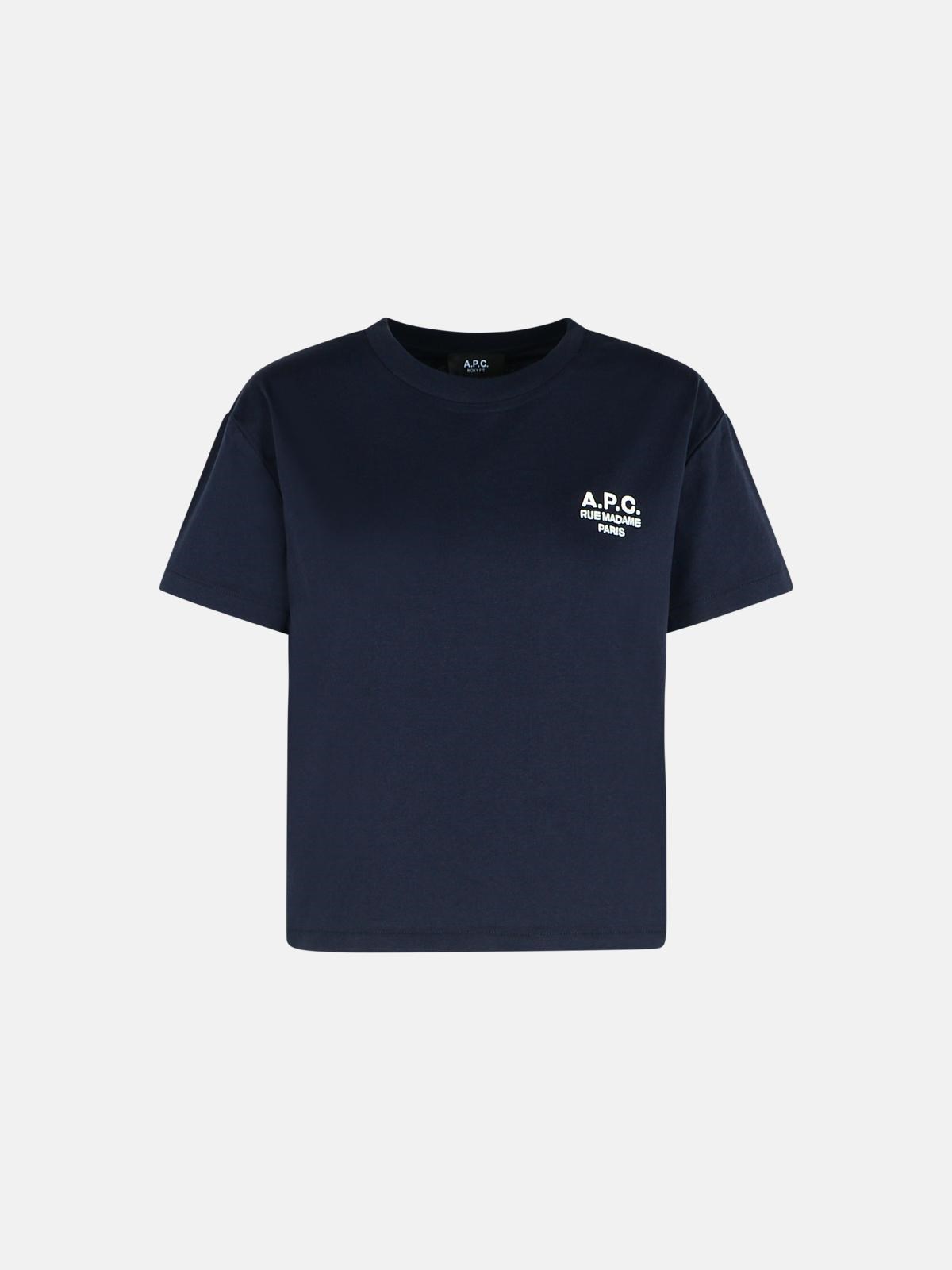 Apc Navy Cotton T-shirt