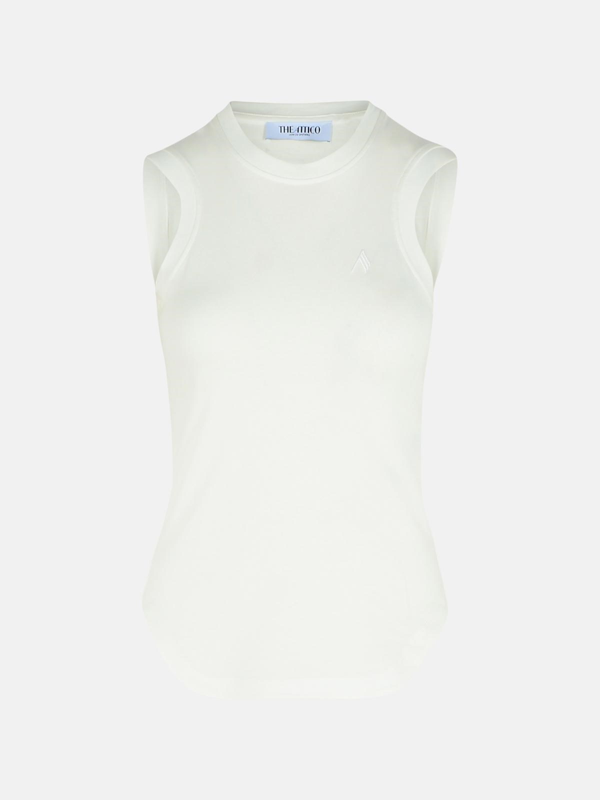 Attico White Cotton Tank Top In White