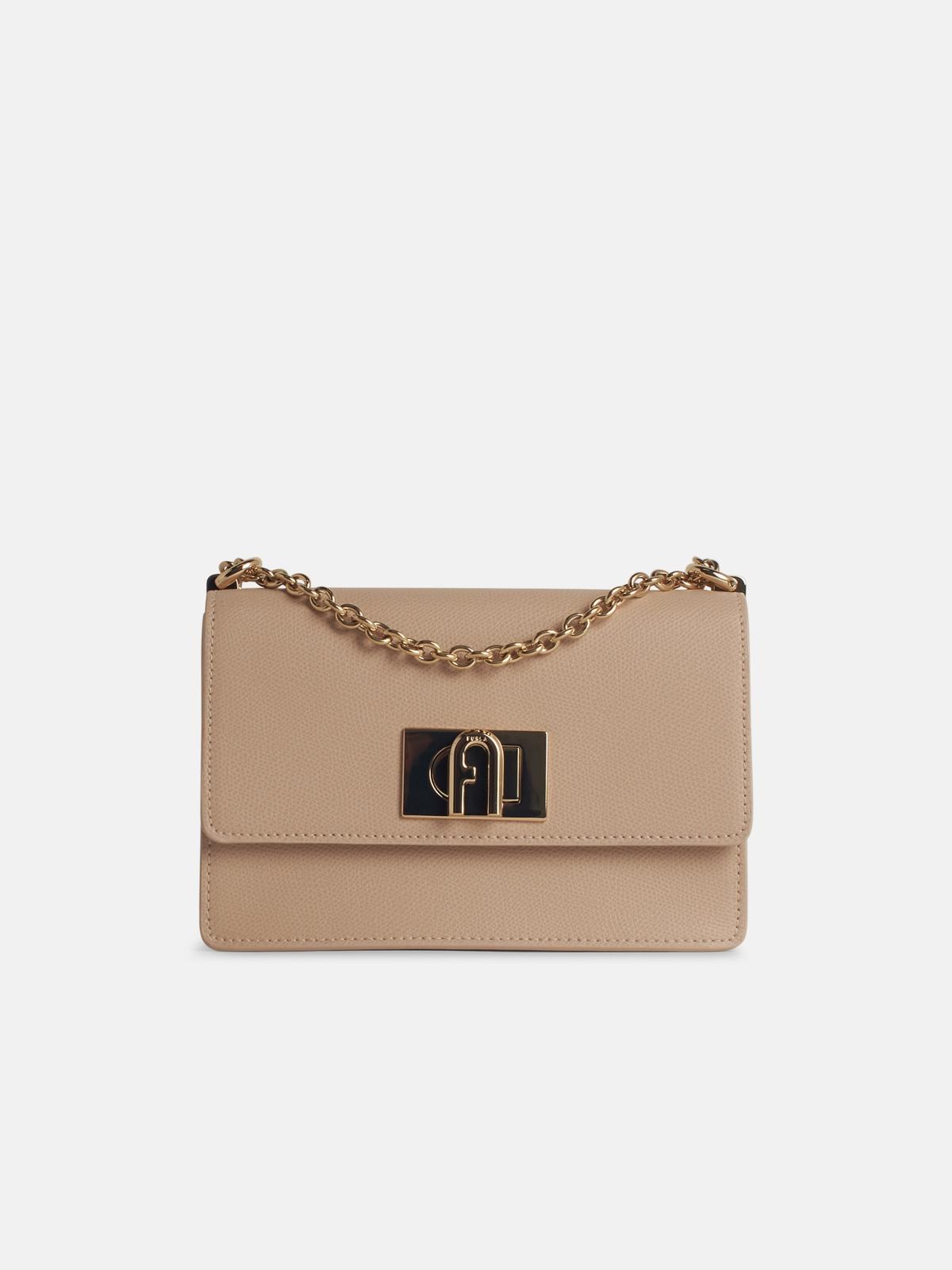 FURLA '1927' Leather Crossbody Bag Nude
