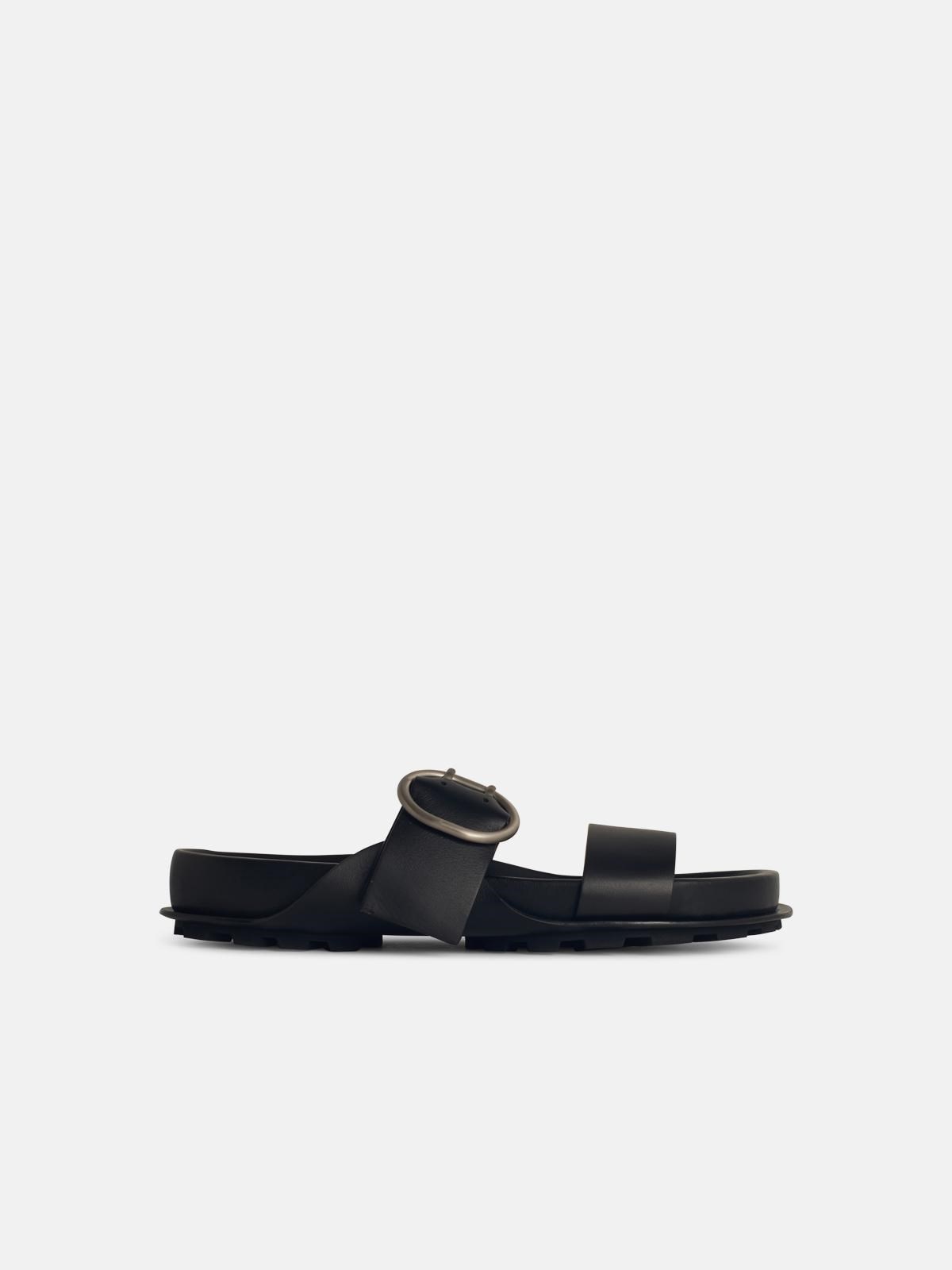Jil Sander Black Leather Slippers In Black