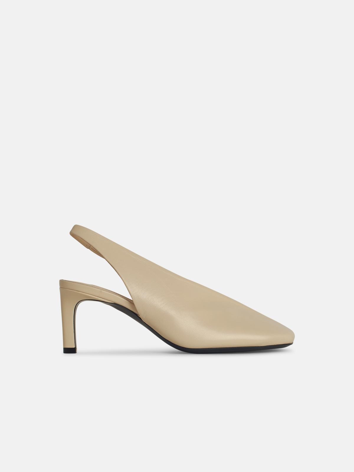 Jil Sander Ivory Leather Slingbacks In Ivory