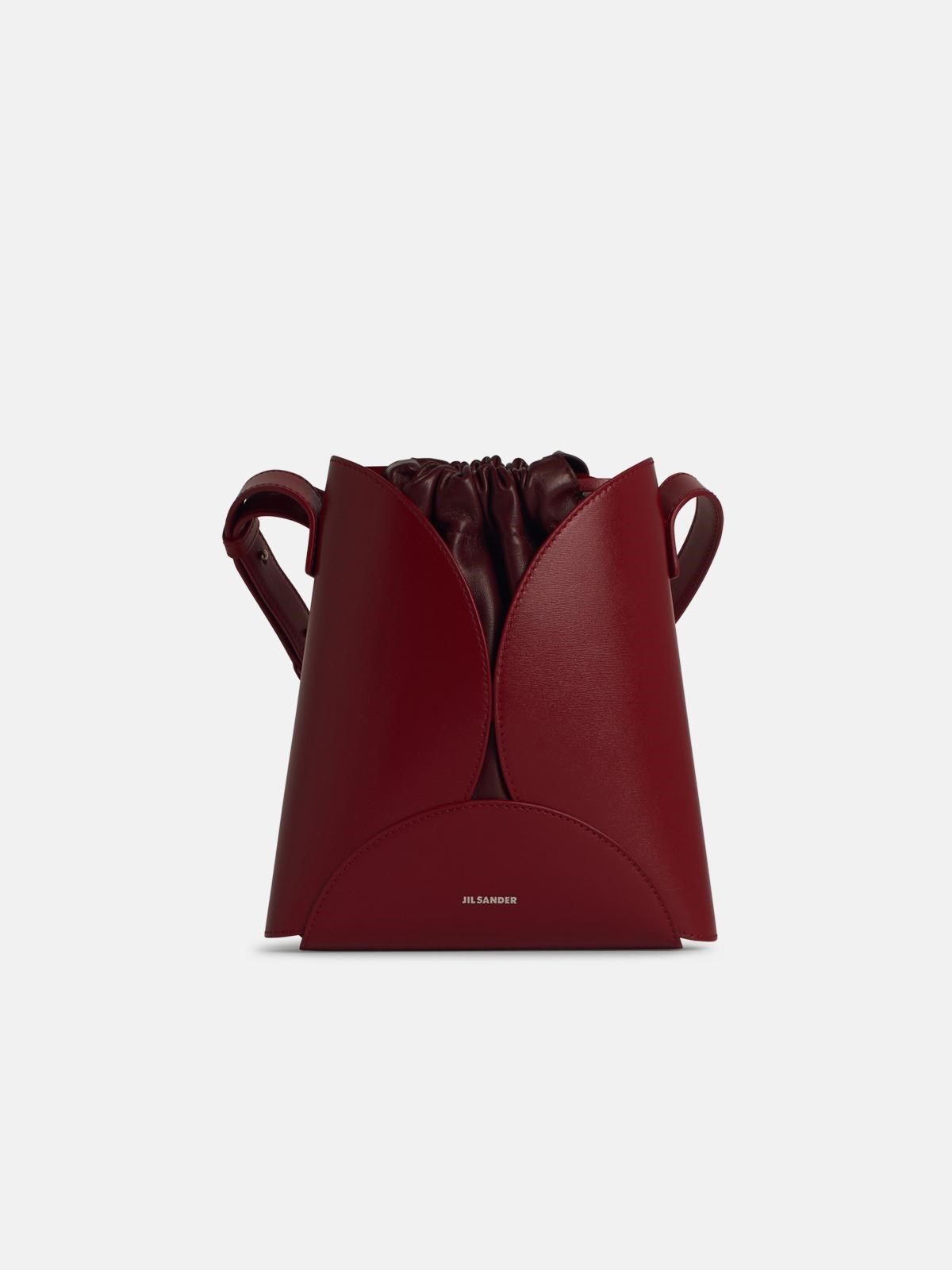JIL SANDER 'Curve' Burgundy Leather Crossbody Bag