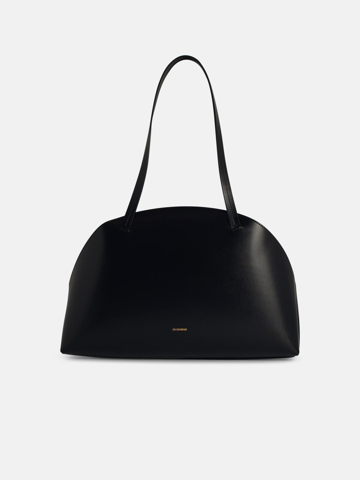 Jil Sander 'curve' Medium Black Leather Crossbody Bag In Black