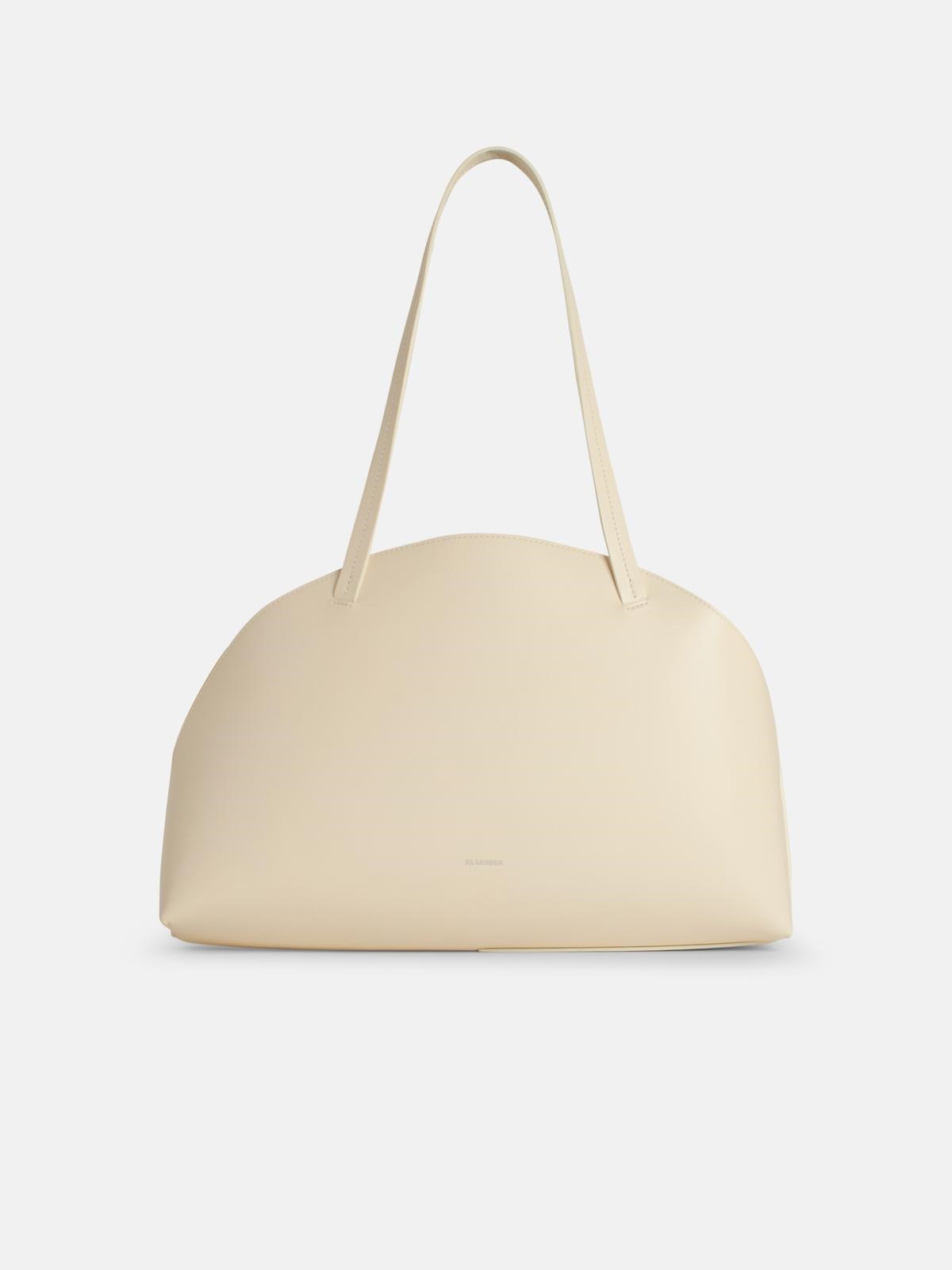 JIL SANDER 'Curve Media' White Leather Crossbody Bag