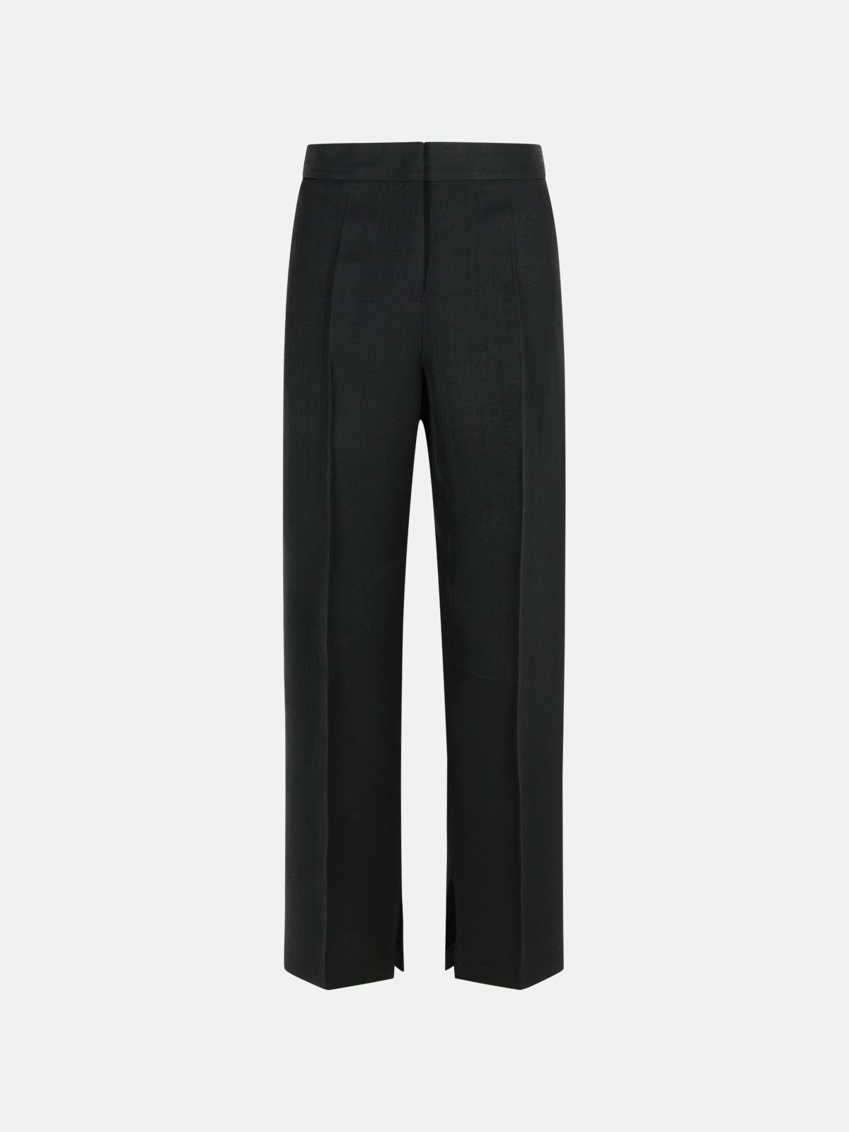 JIL SANDER BLACK VISCOSE BLEND TROUSERS