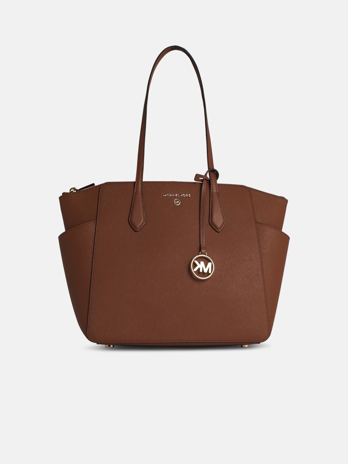 Michael Michael Kors 'marylin' Brown Leather Shopping Bag In Brown