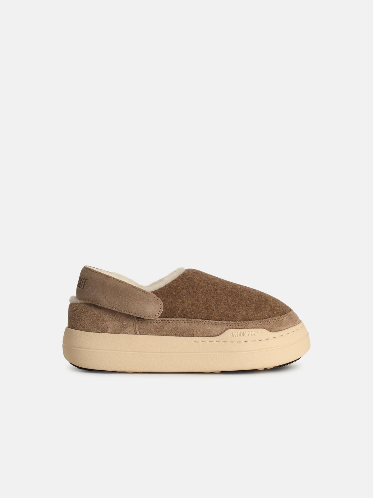 Moonboot 'park' Slippers In Beige Fabric Blend