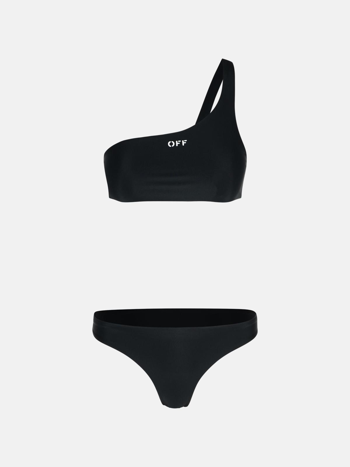OFF-WHITE One-Shoulder Bikini Top In Black Polyamide Blend
