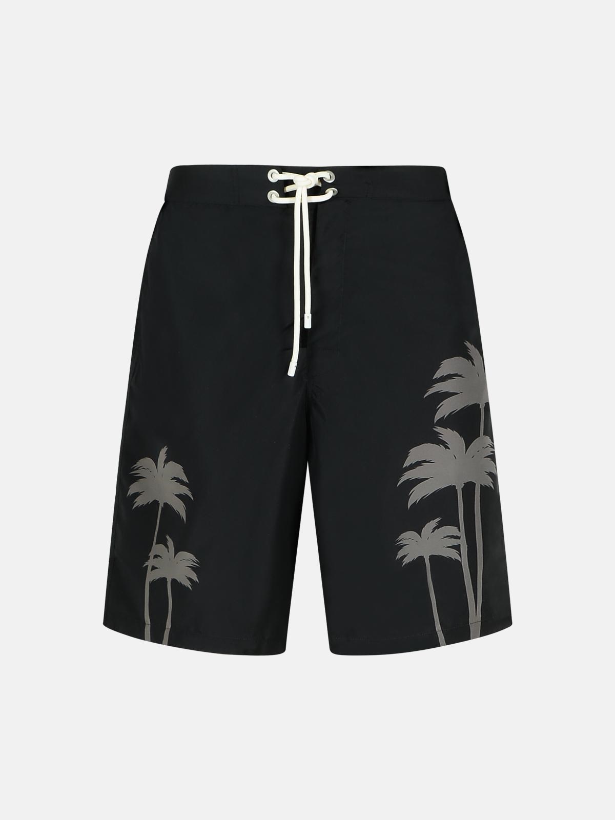 Palm Angels 'palms' Black Polyester Swimsuit In Black