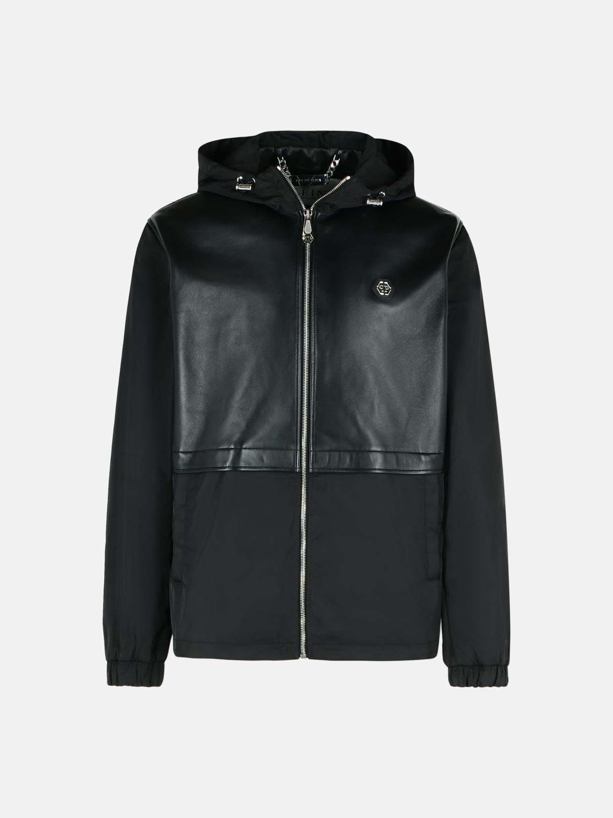 Philipp Plein Black Leather Jacket In Black