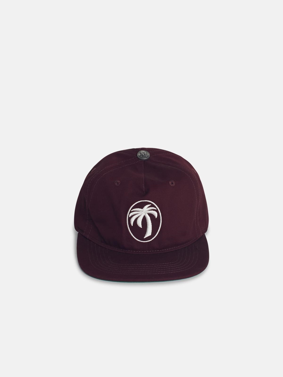 PALM ANGELS Oval' Burgundy Cotton Cap　PALM ANGELS オーバル バーガンディ コットン キャップ PALM