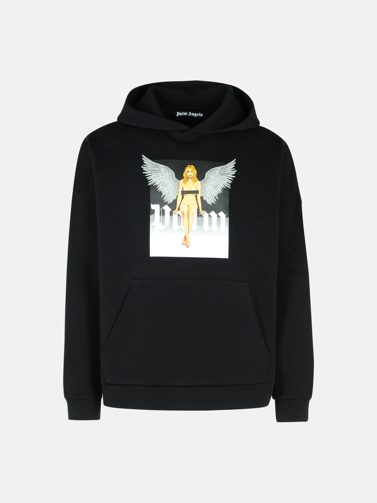 PALM ANGELS 'CRYSTAL' BLACK COTTON SWEATSHIRT