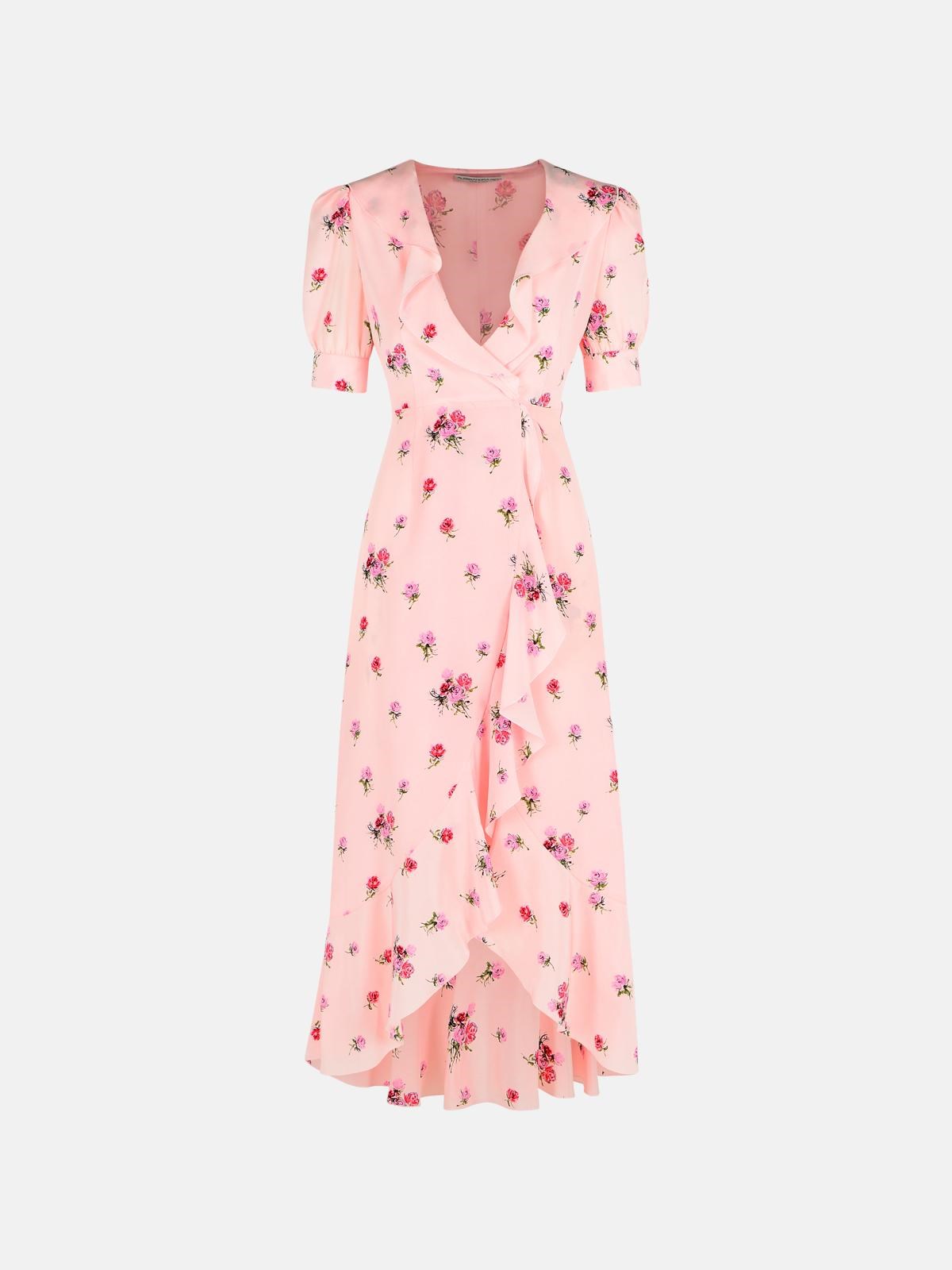 Alessandra Rich 'rouches' Pink Silk Dress