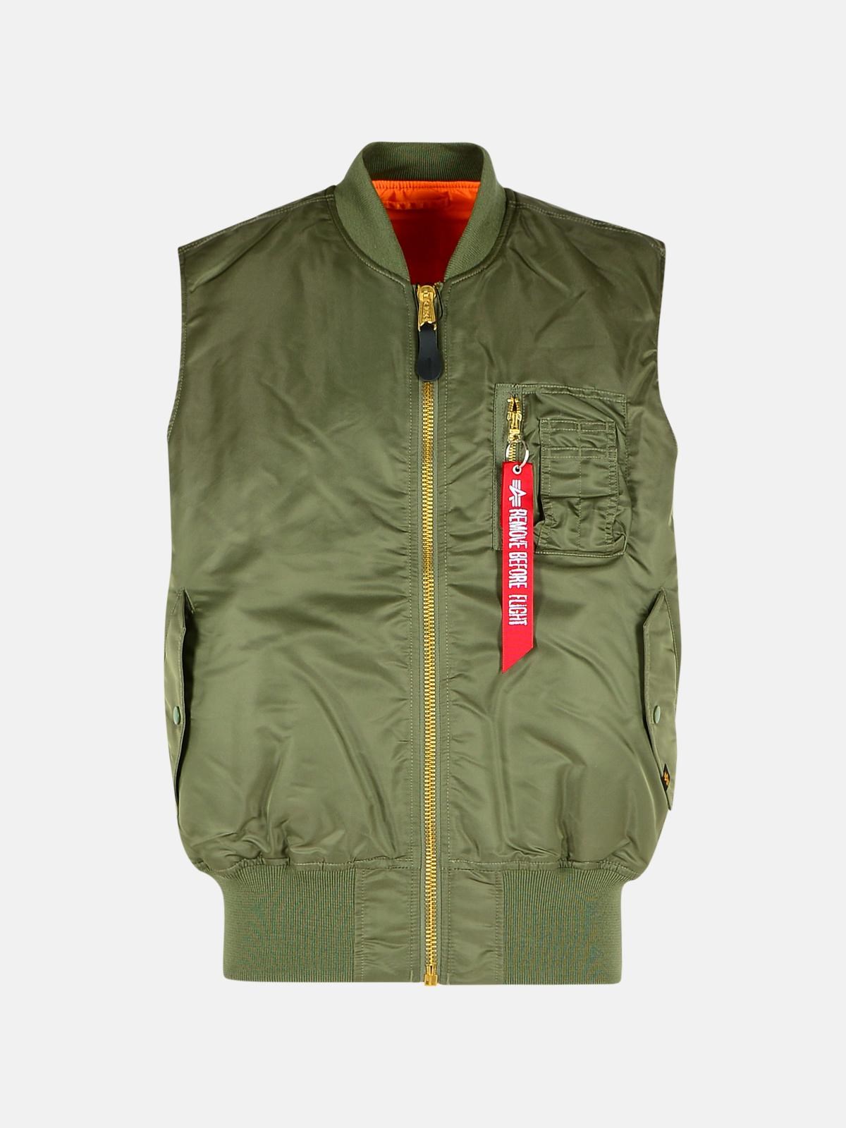 Alpha Industries Green Nylon Vest In Green