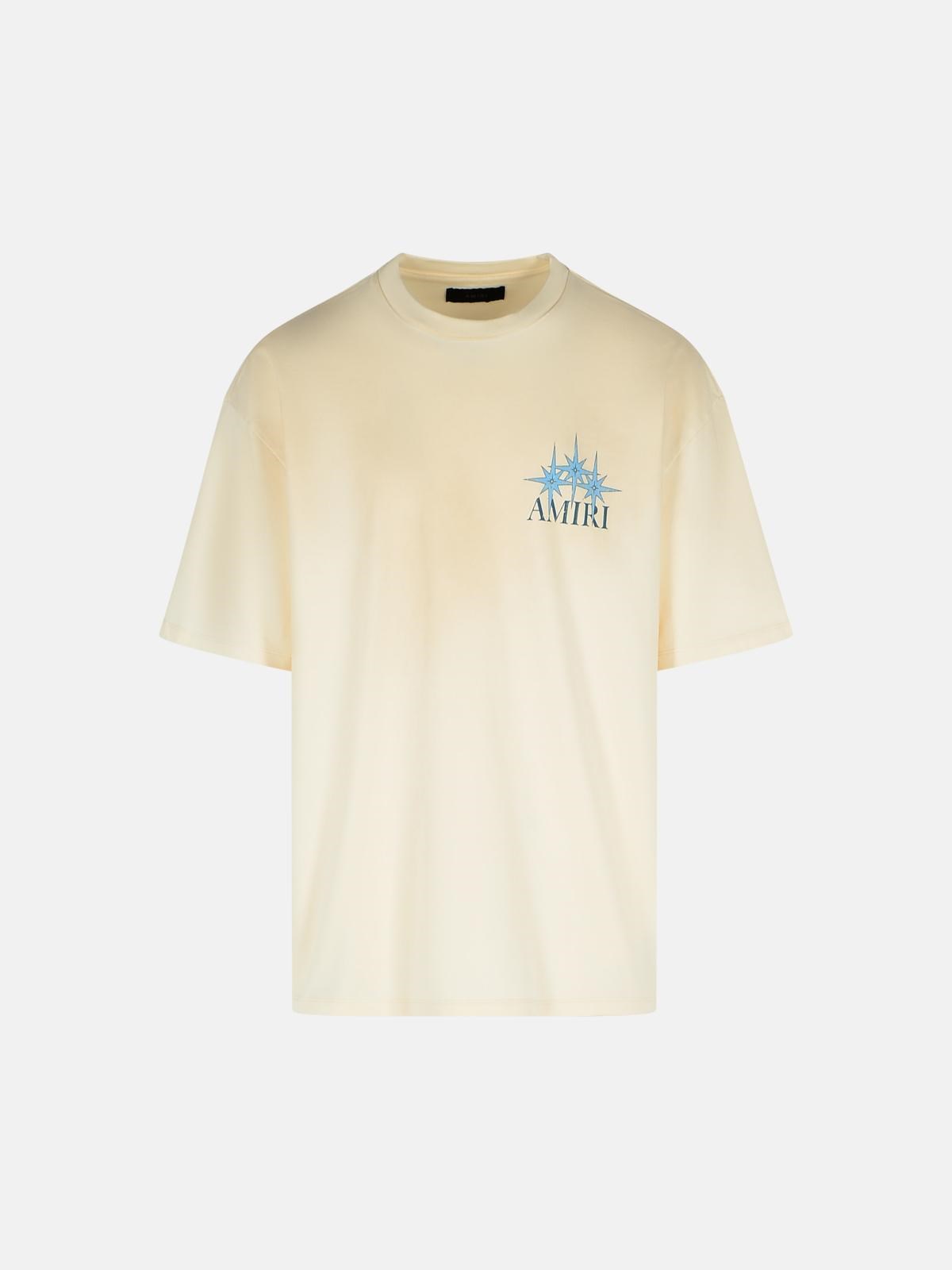 Amiri 'starbust' Ivory Cotton T-shirt In Ivory
