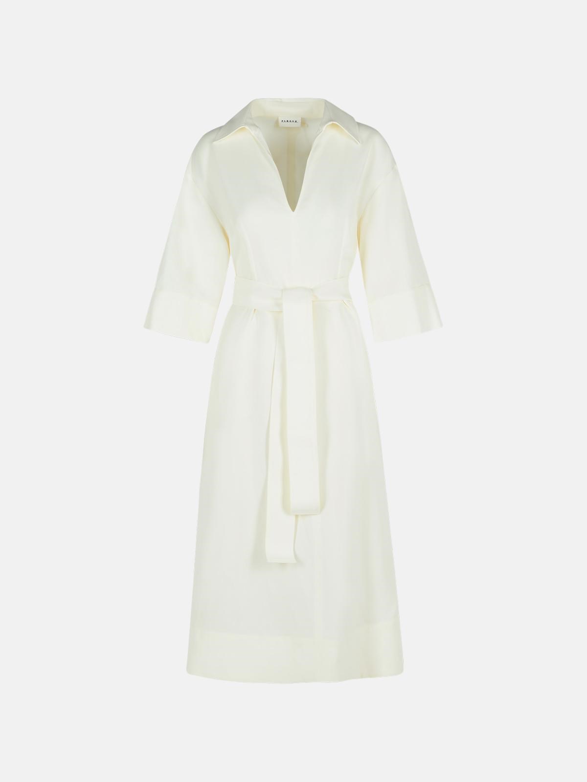 P.a.r.o.s.h White Viscose Blend Dress In Cream