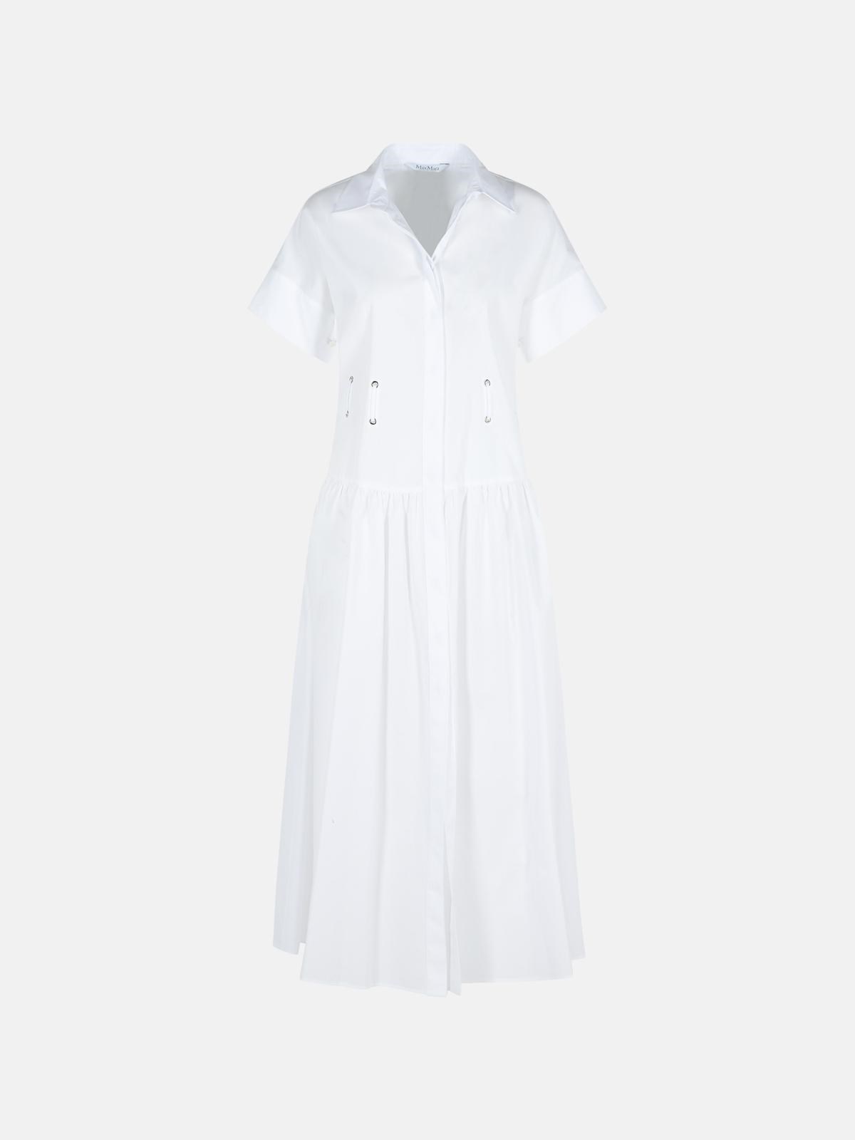 Max Mara 'agoraio' White Cotton Dress In White