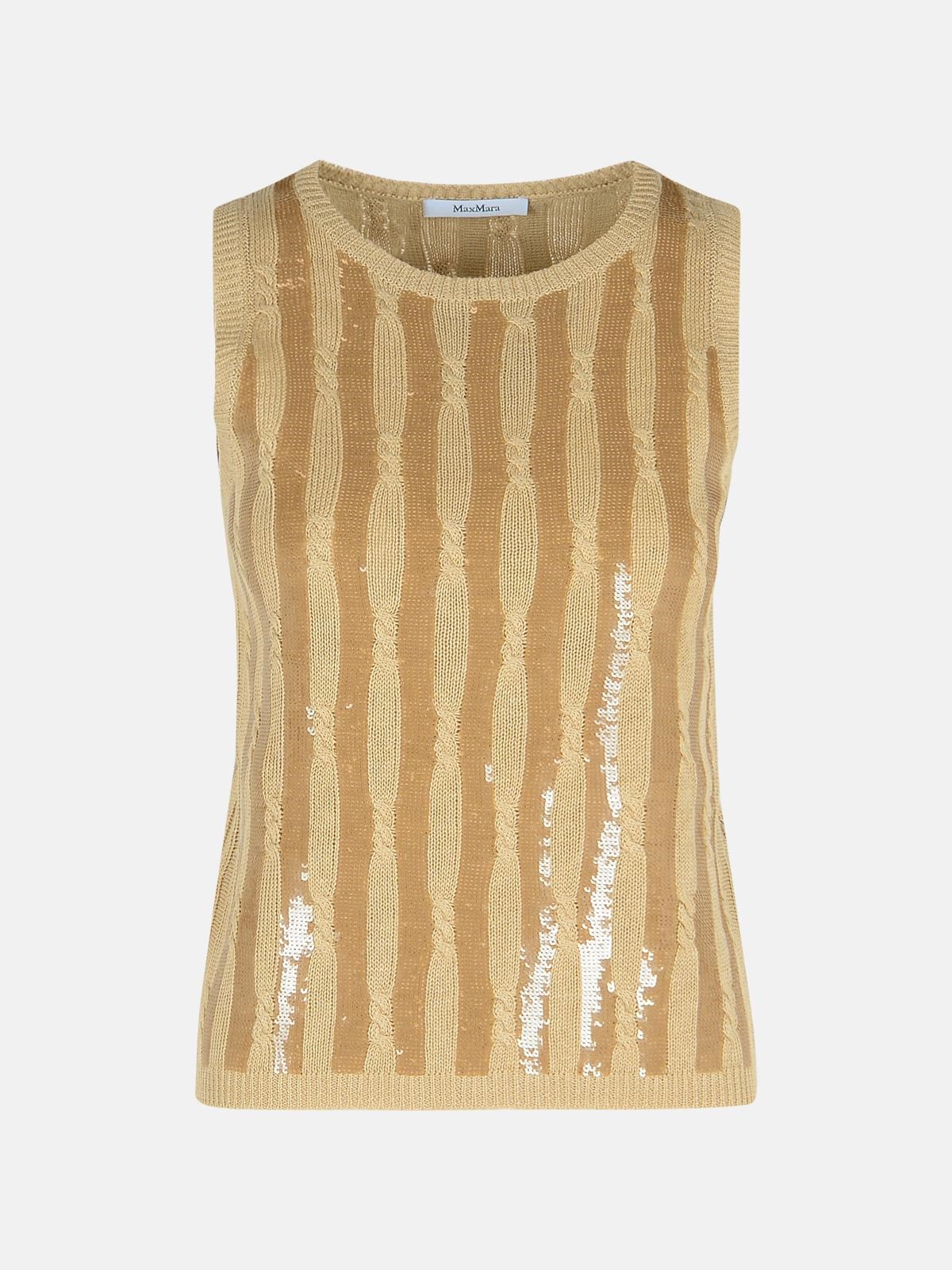 Max Mara 'golia' Beige Linen Tank Top
