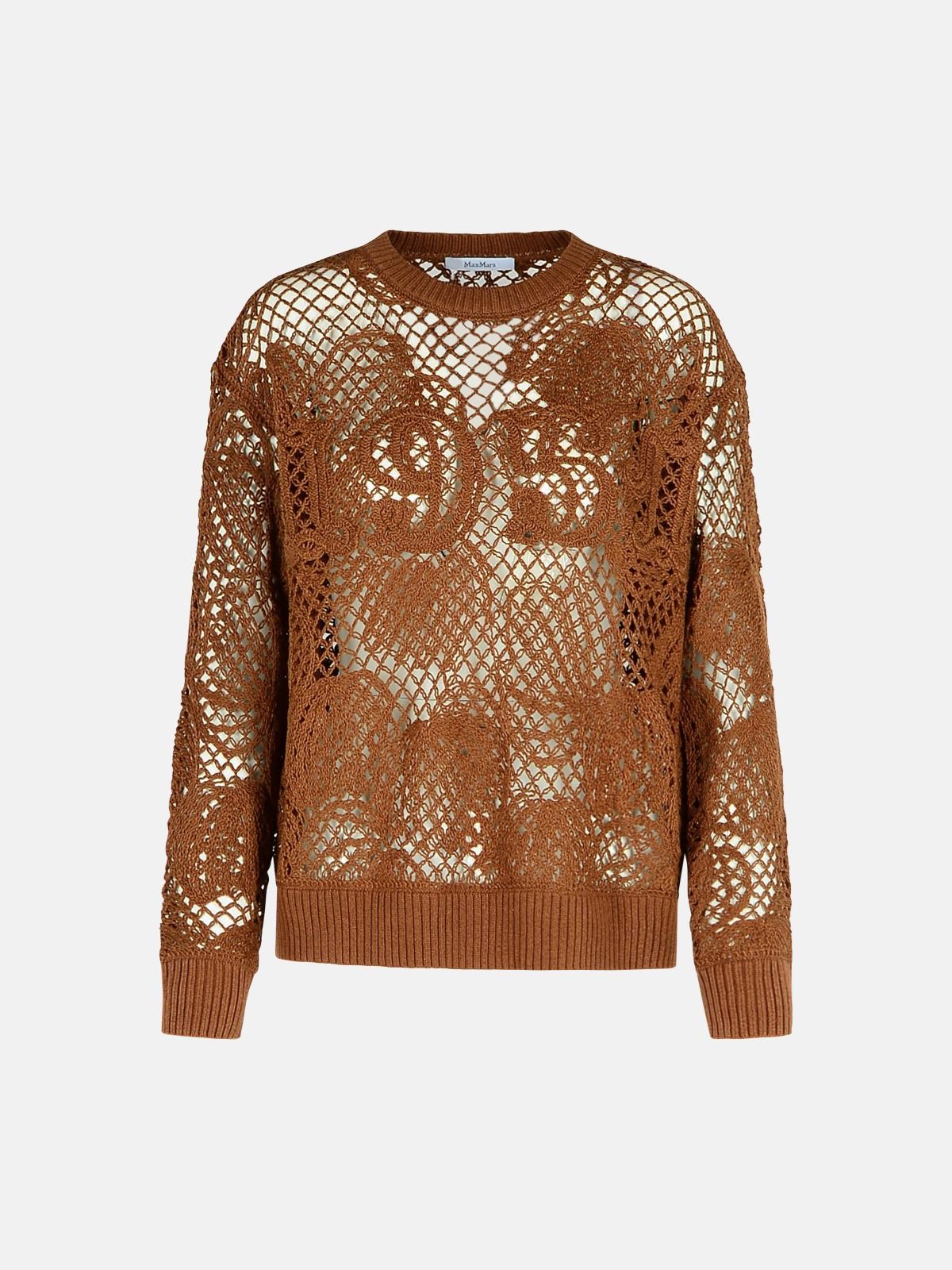 Max Mara 'farea' Brown Cotton Blend Sweater In Brown