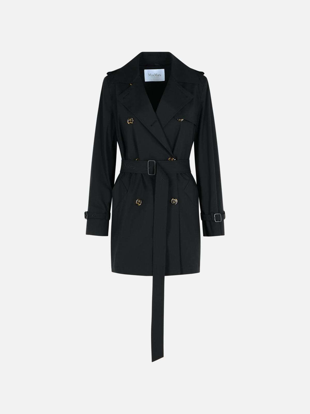 Max Mara 'landa' Black Cotton Trench Coat