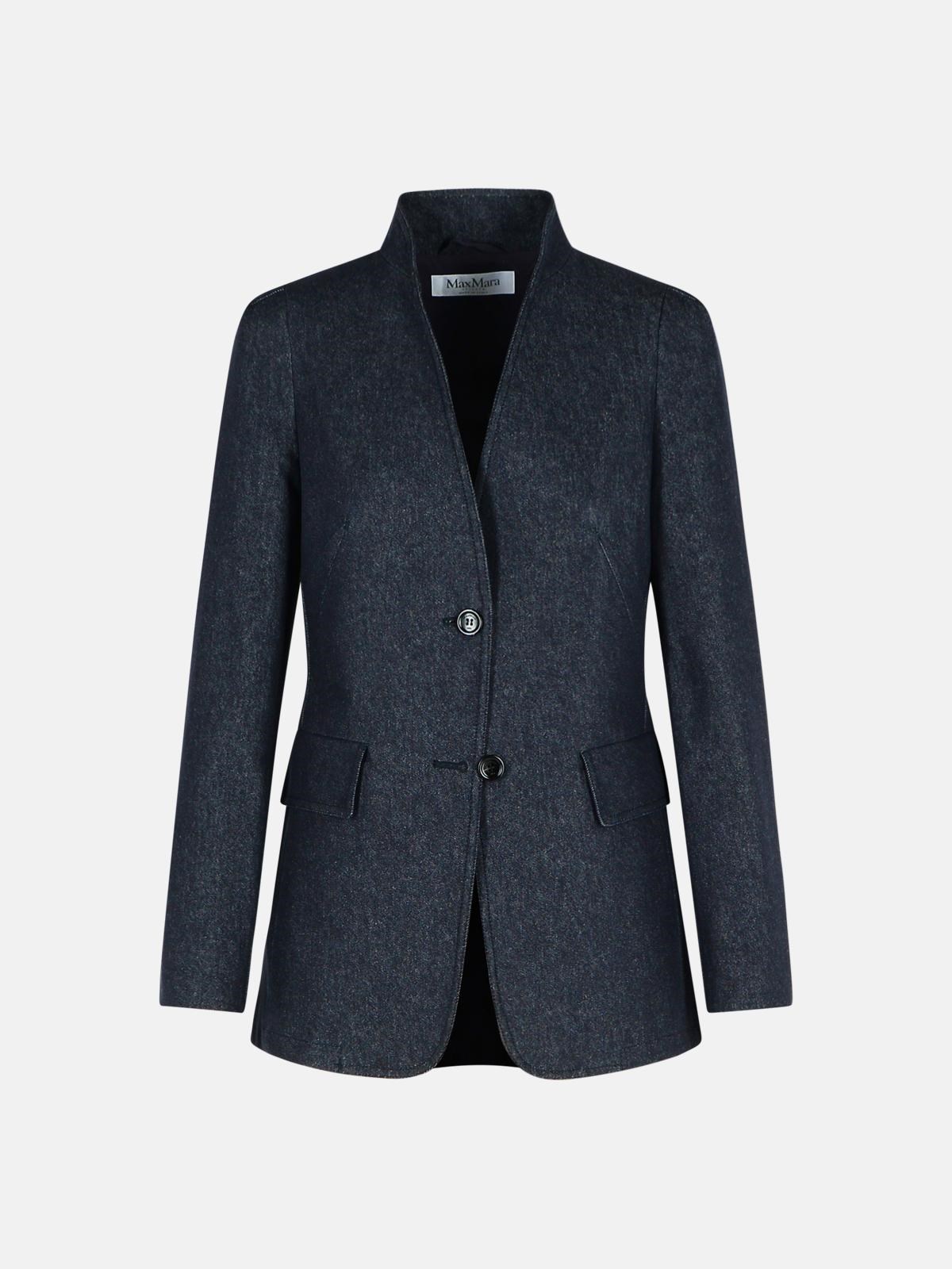 Max Mara 'beatrice' Blue Cotton Blazer
