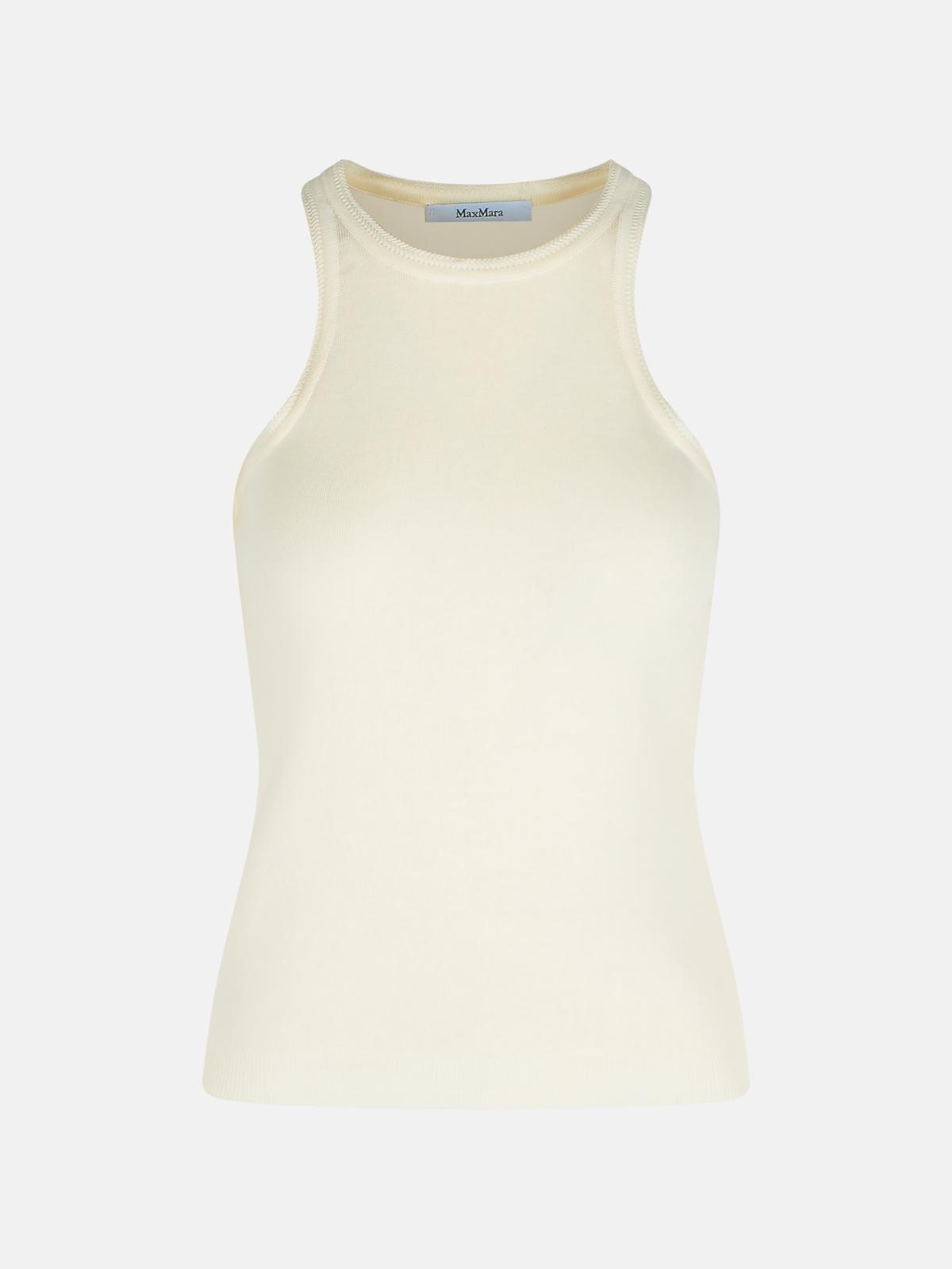 Max Mara 'arnes' White Cotton Tank Top In White