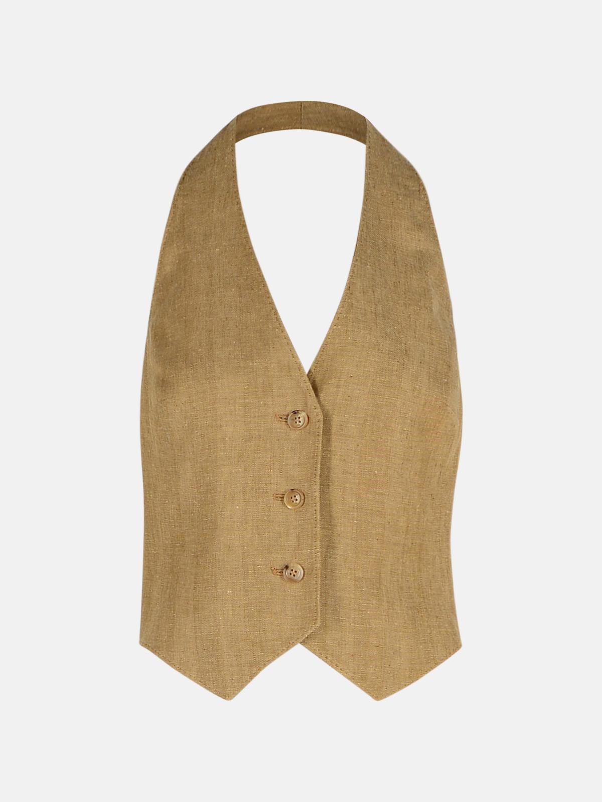 Max Mara 'sauro' Beige Linen Vest