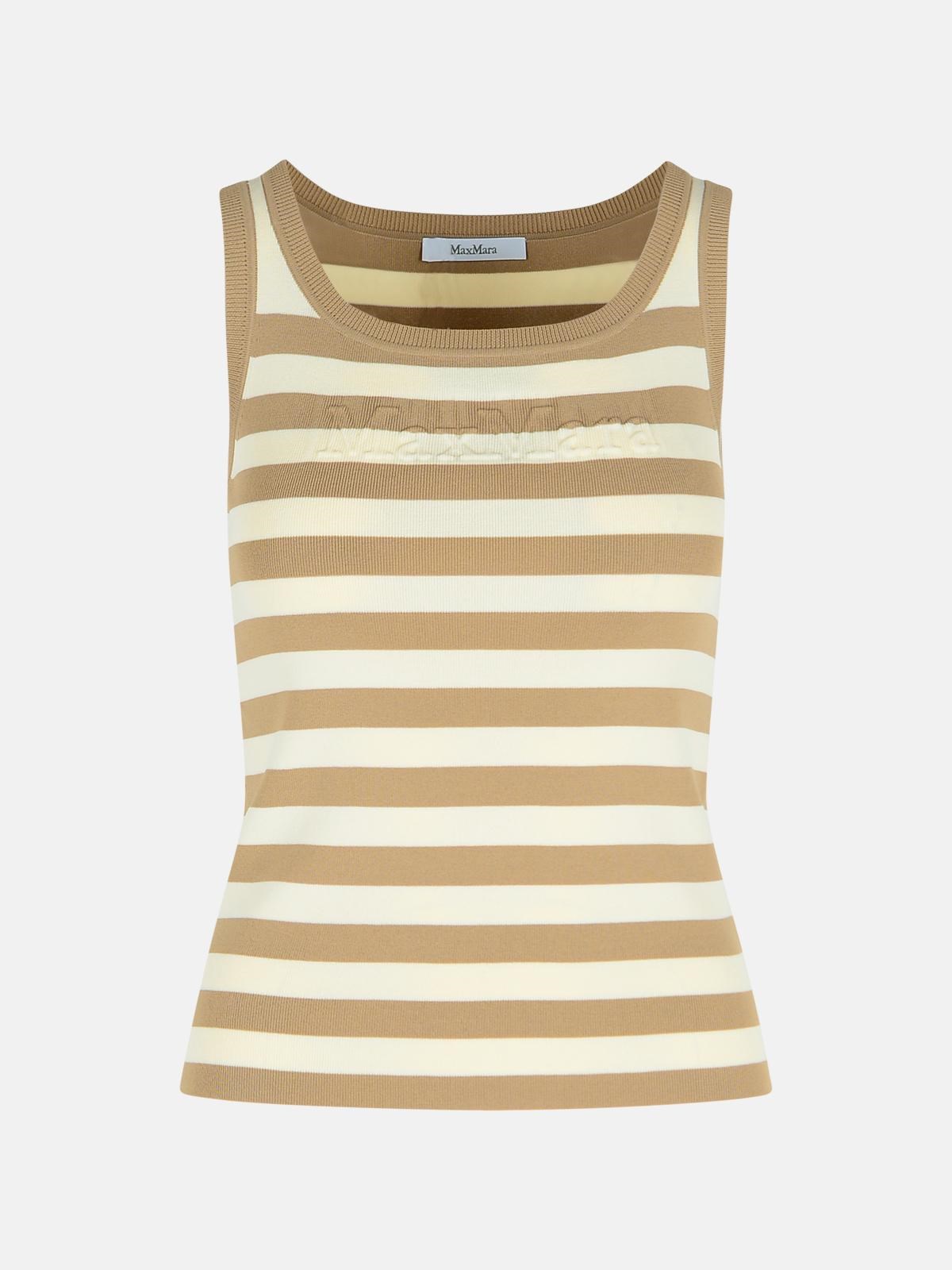 Max Mara 'fentola' Tank Top In Ivory Viscose Blend