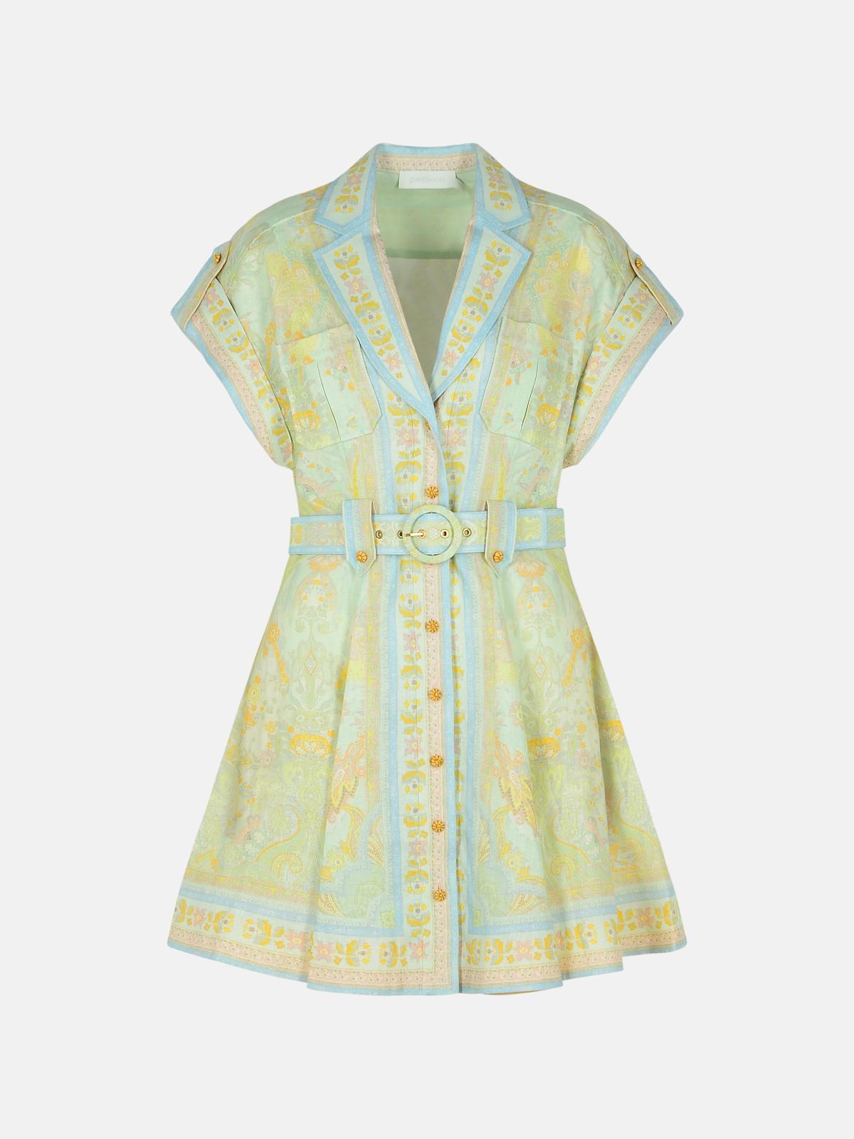 Zimmermann 'acacia' Light Green Linen Dress