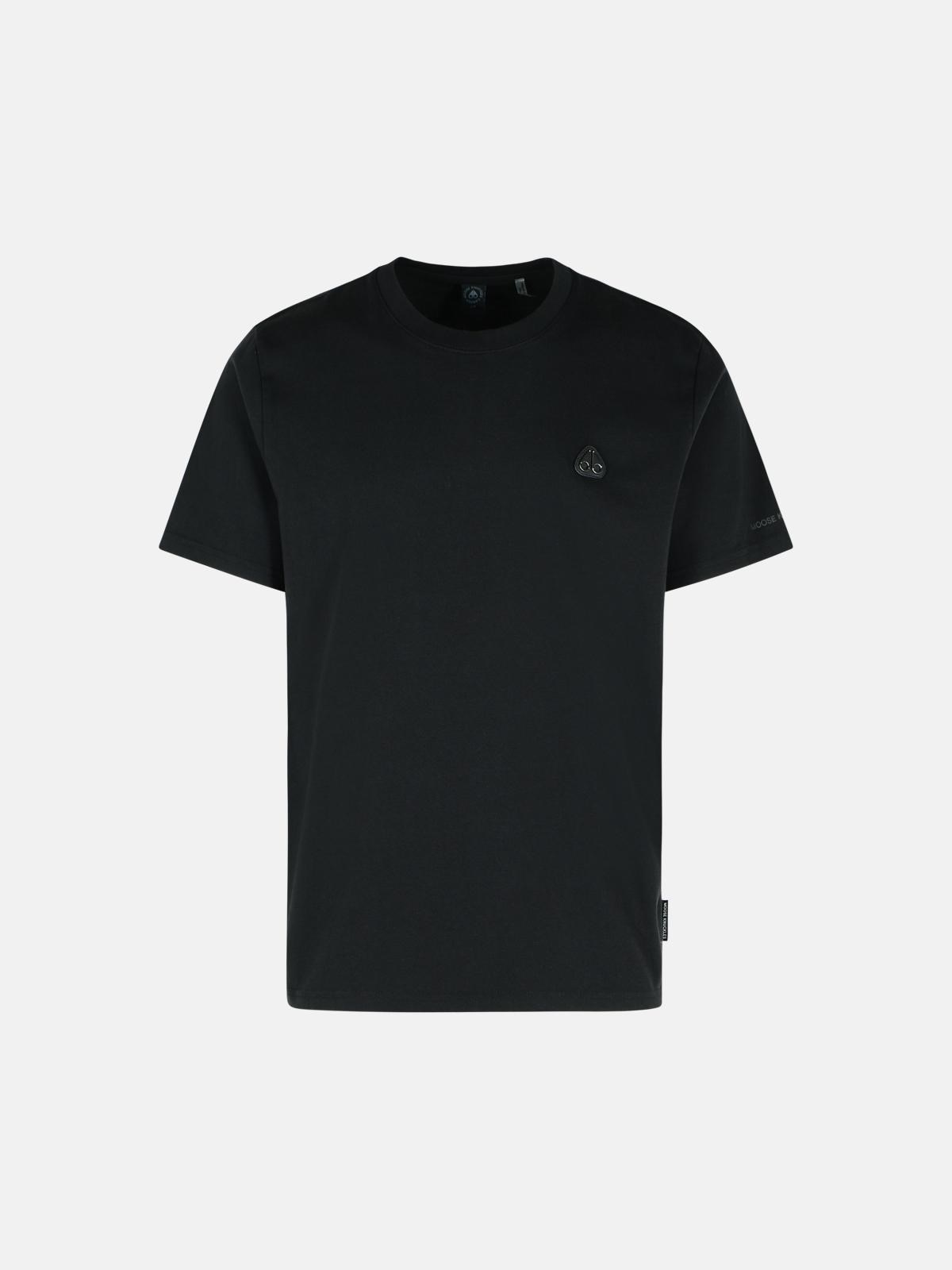 Moose Knuckles Black Cotton T-shirt In Black