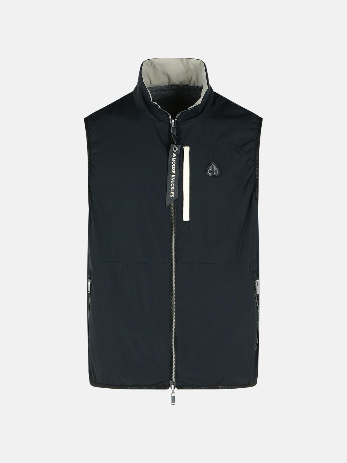 Moose Knuckles 'dominion' Black Nylon Blend Vest In Black