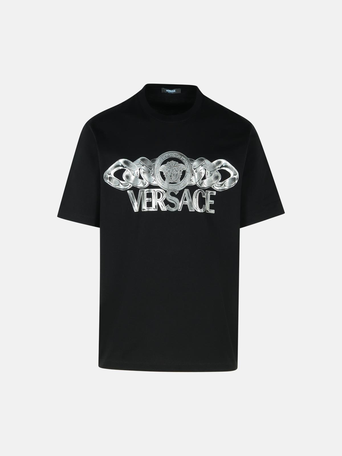 VERSACE BLACK COTTON T-SHIRT
