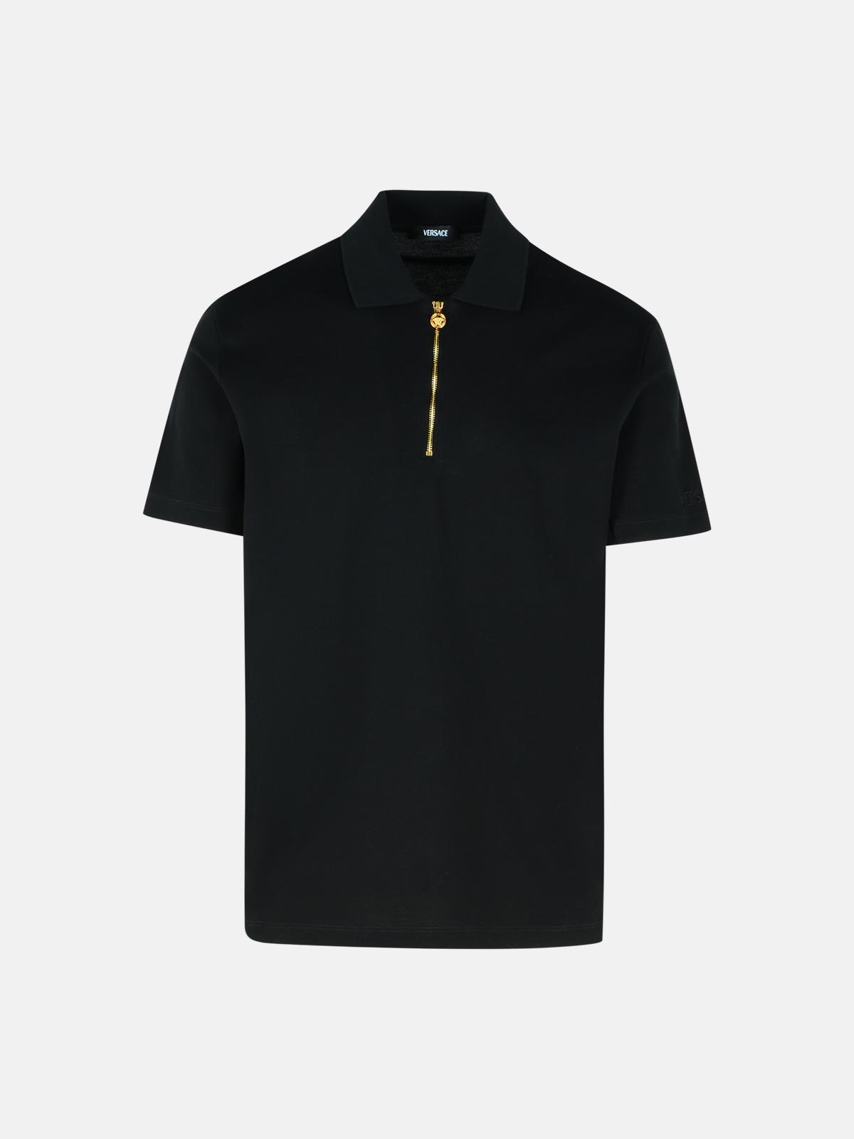VERSACE BLACK COTTON POLO SHIRT