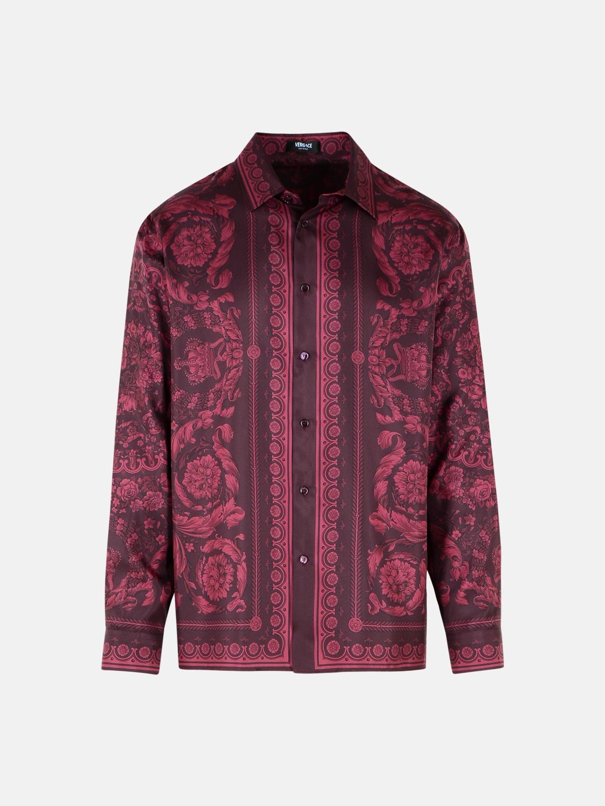 Versace Burgundy Silk Shirt In Red