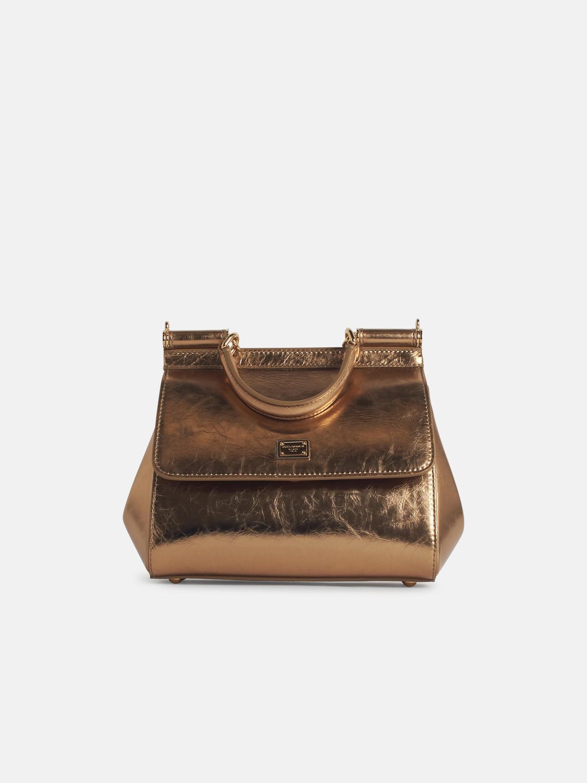 Dolce & Gabbana Small 'sicily' Gold Leather Bag In Gold