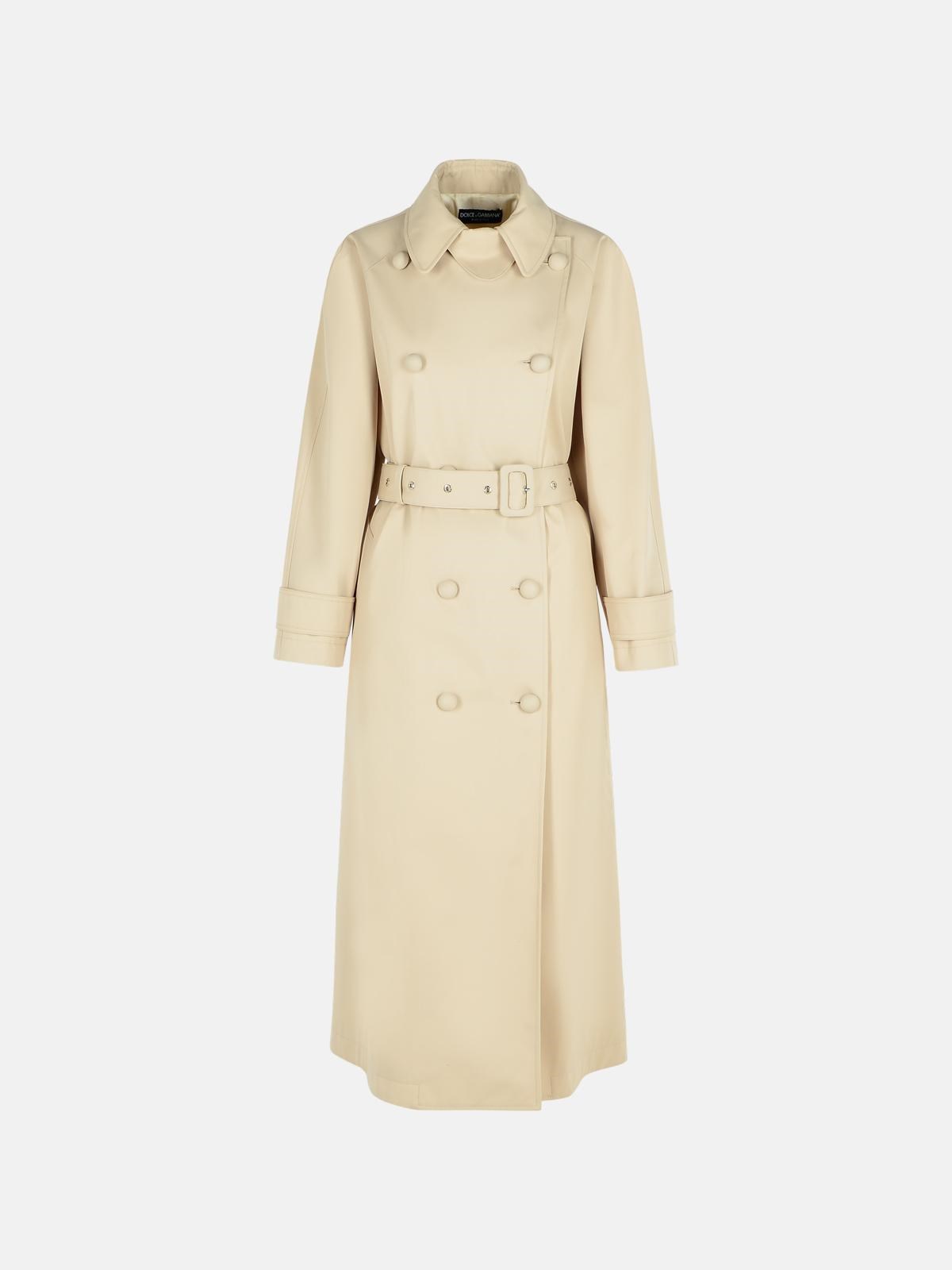 Dolce & Gabbana 'over' Beige Polyester Blend Trench Coat In Beige