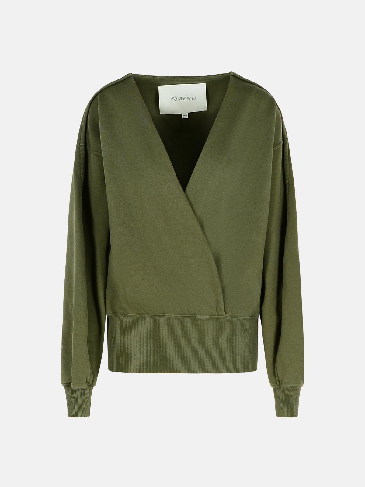 Jw Anderson 'wrap' Green Cotton Sweatshirt