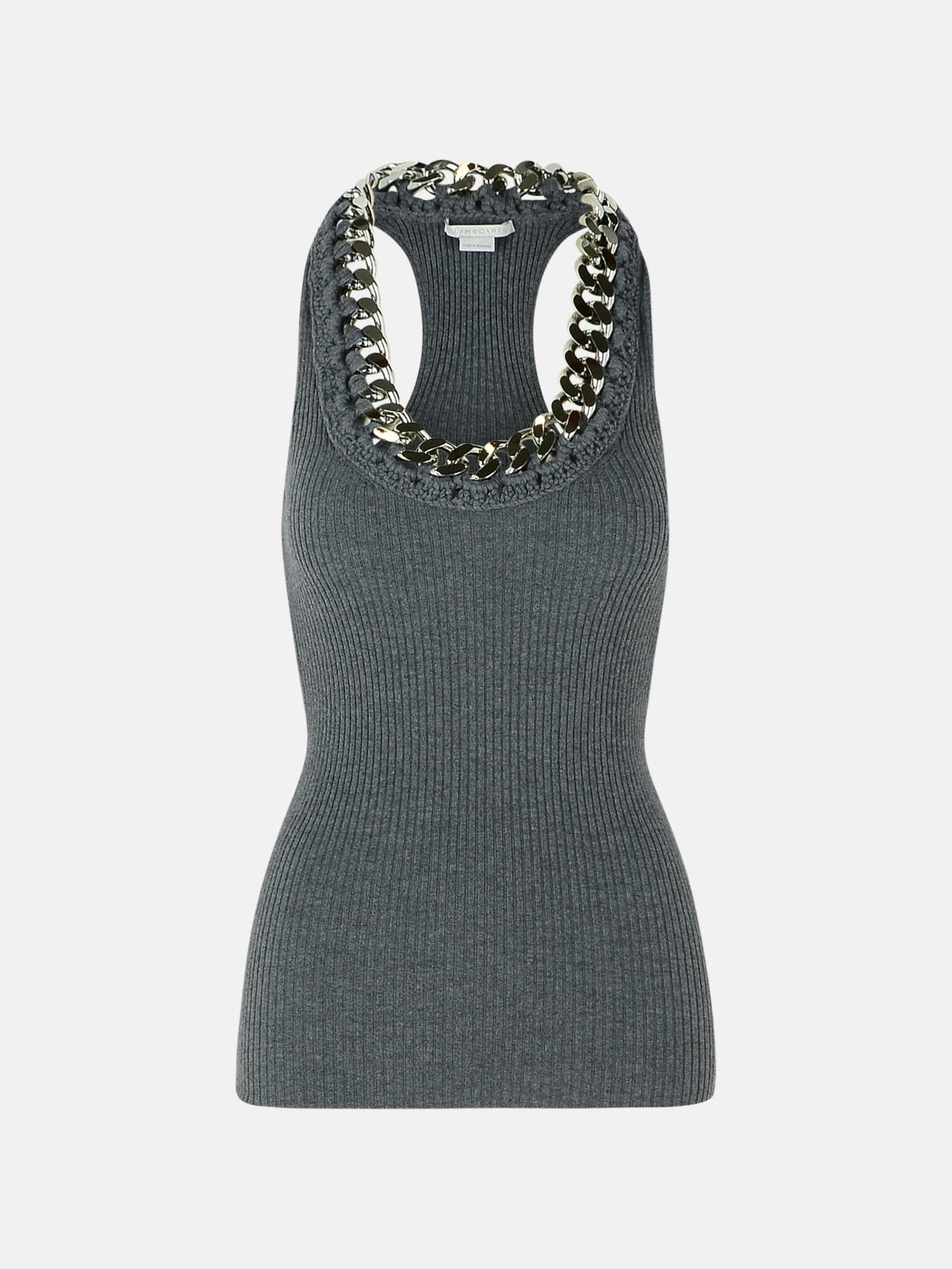 Stella Mccartney Dark Grey Wool Blend Tank Top In Gray