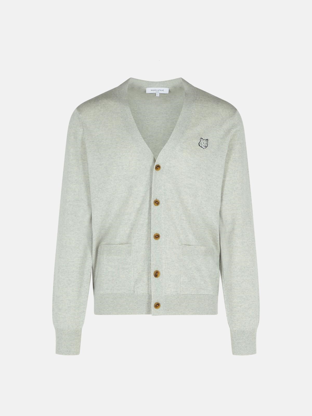Maison Kitsuné Cargigan 'bold Fox' In Light Grey Wool In Grey