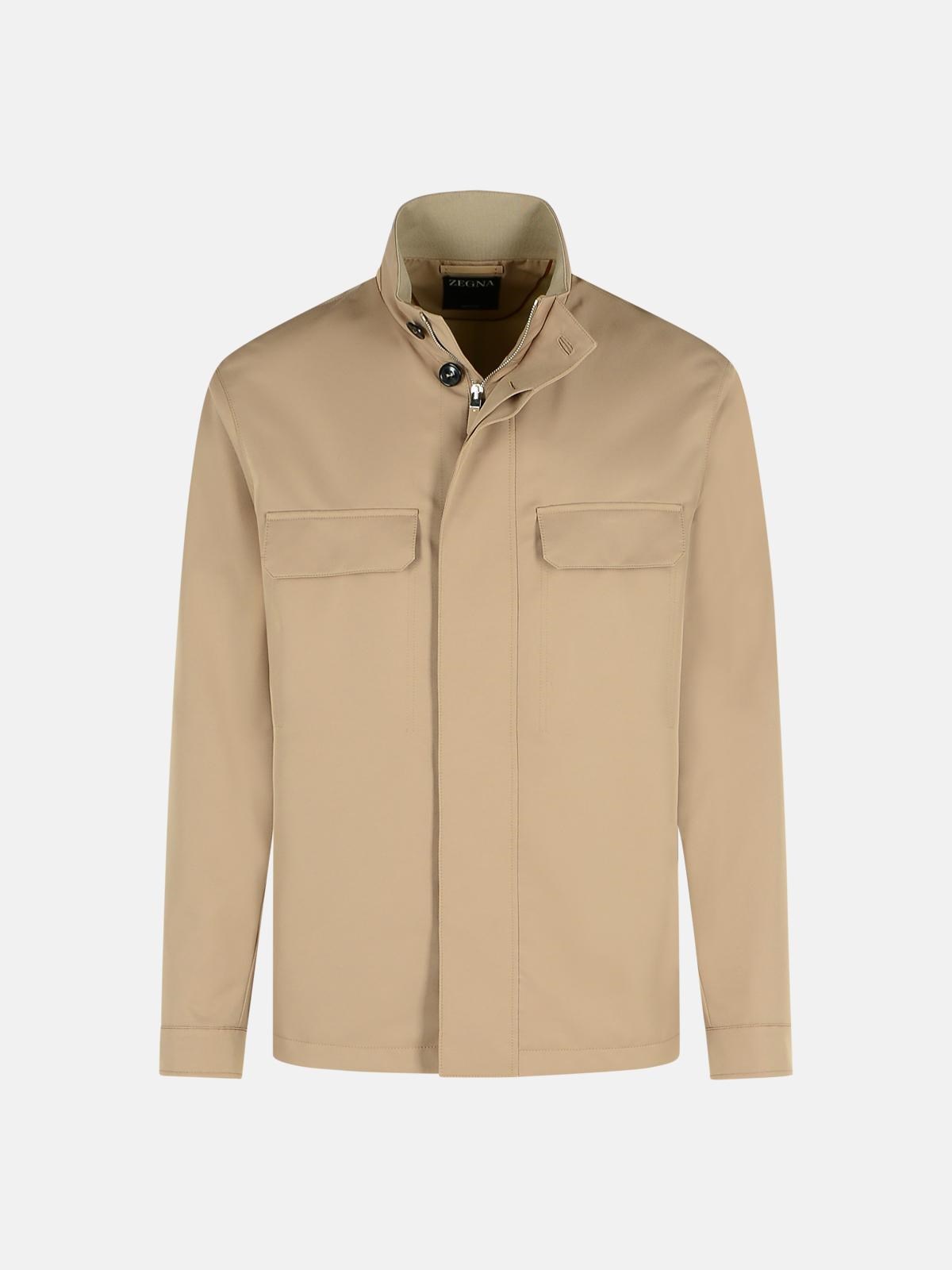Zegna Beige Polyester Jacket In Brown