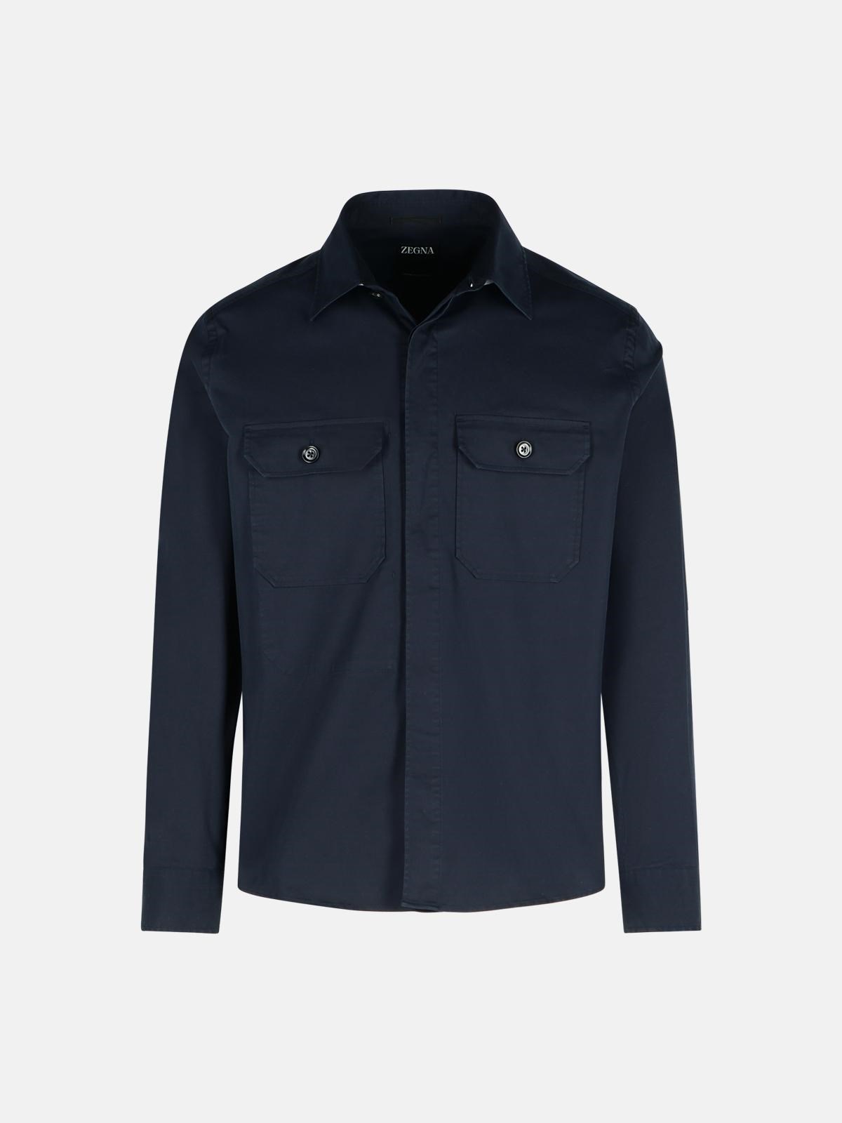 Zegna 'premium' Blue Cotton Blend Jacket In Blue