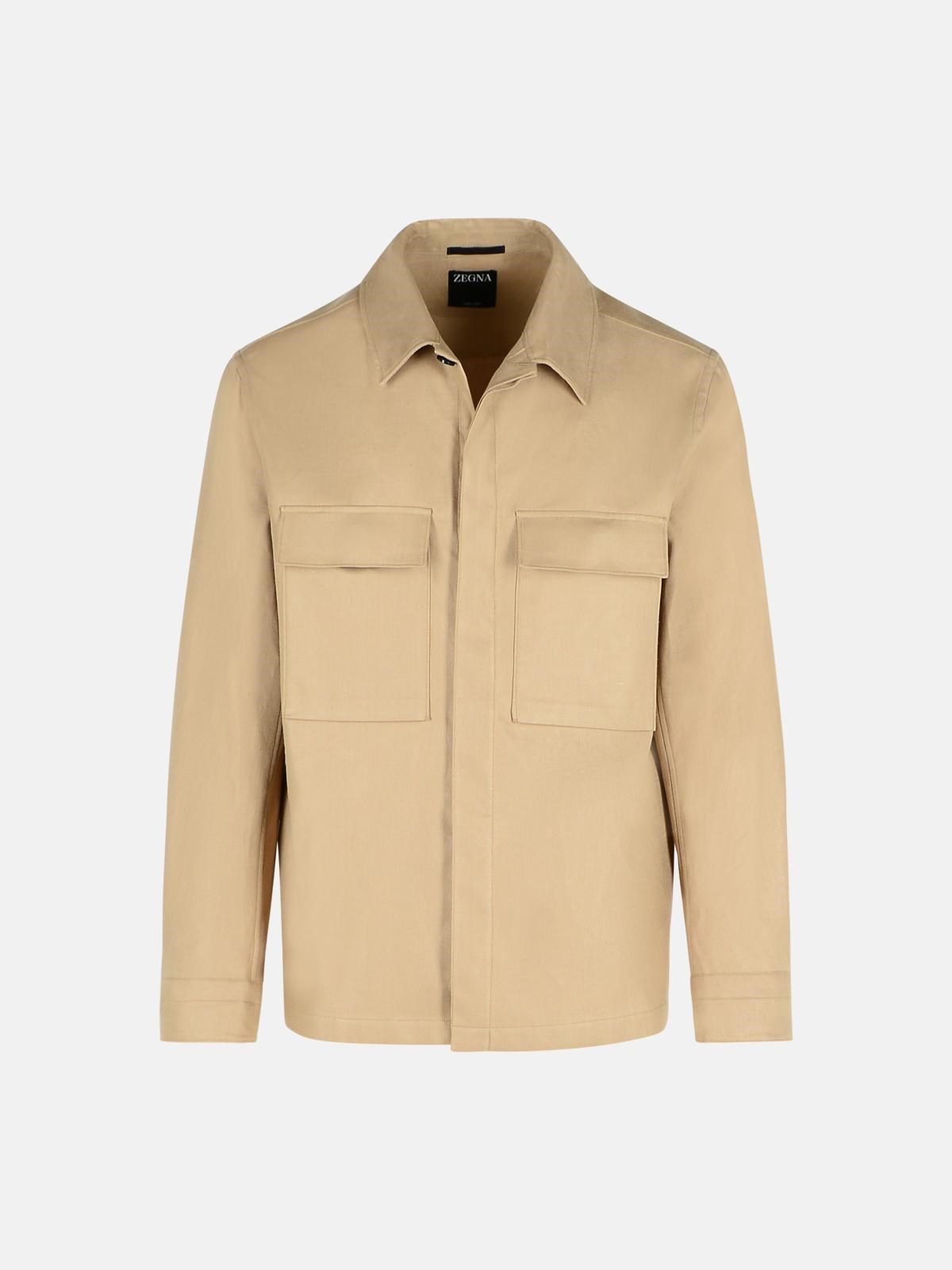 Zegna Beige Linen Jacket In Beige
