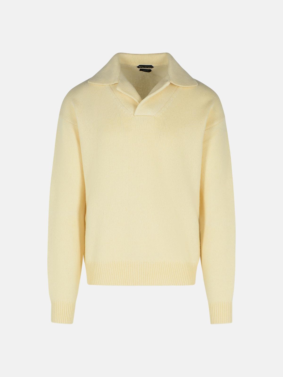 TOM FORD TOM FORD Cream Cashmere Blend Sweater　TOM FORD クリーム カシミア ブレンド セーター