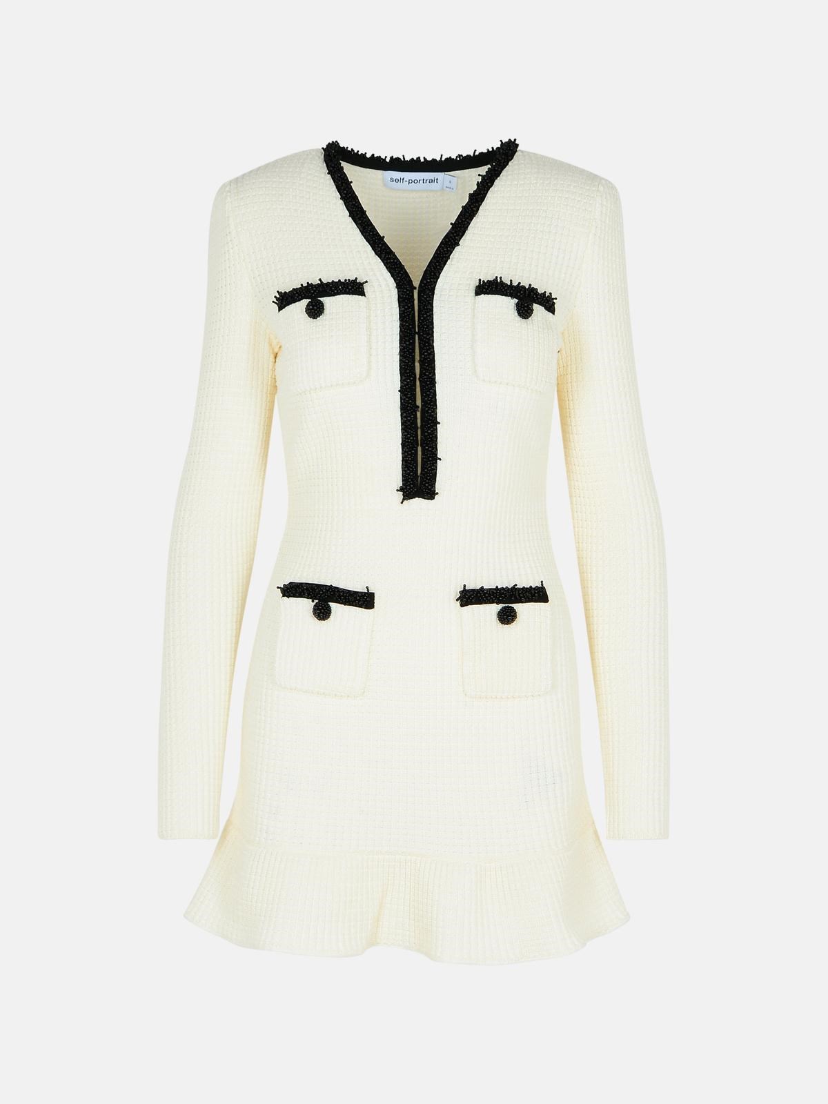 Self-portrait 'waffle' Dress In White Polyester Blend