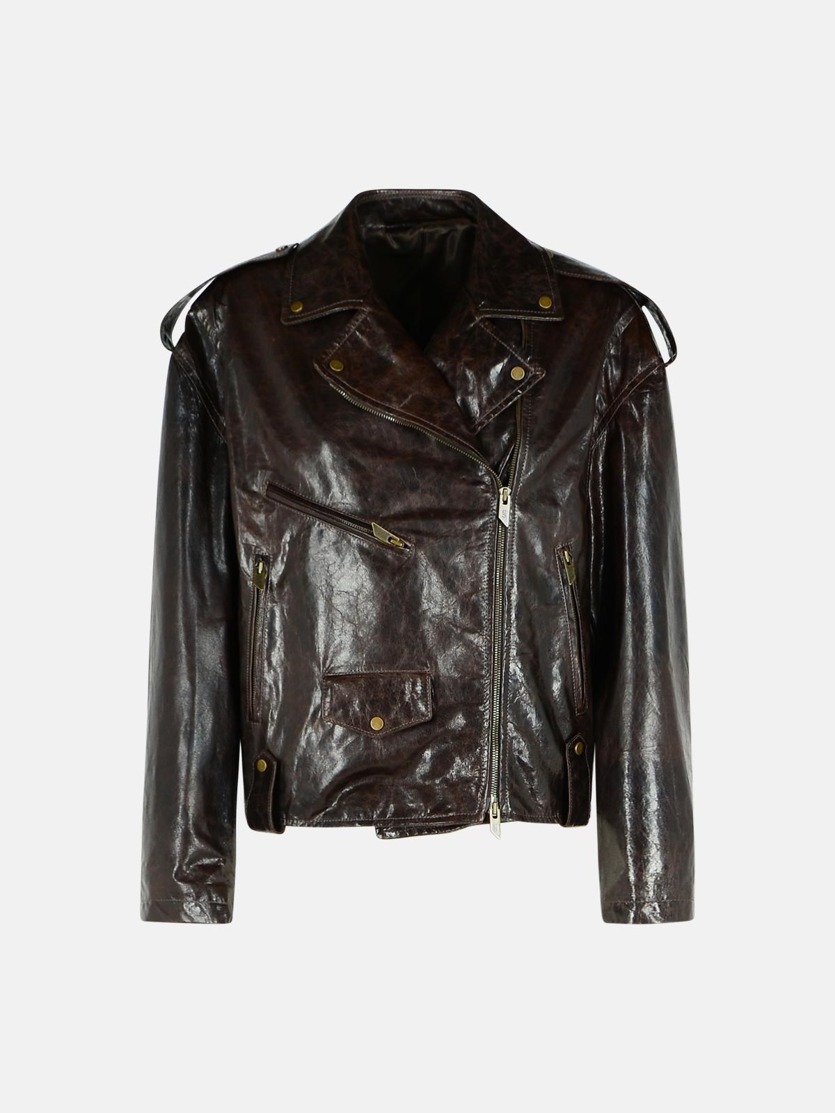 Salvatore Santoro Brown Leather Bomber Jacket